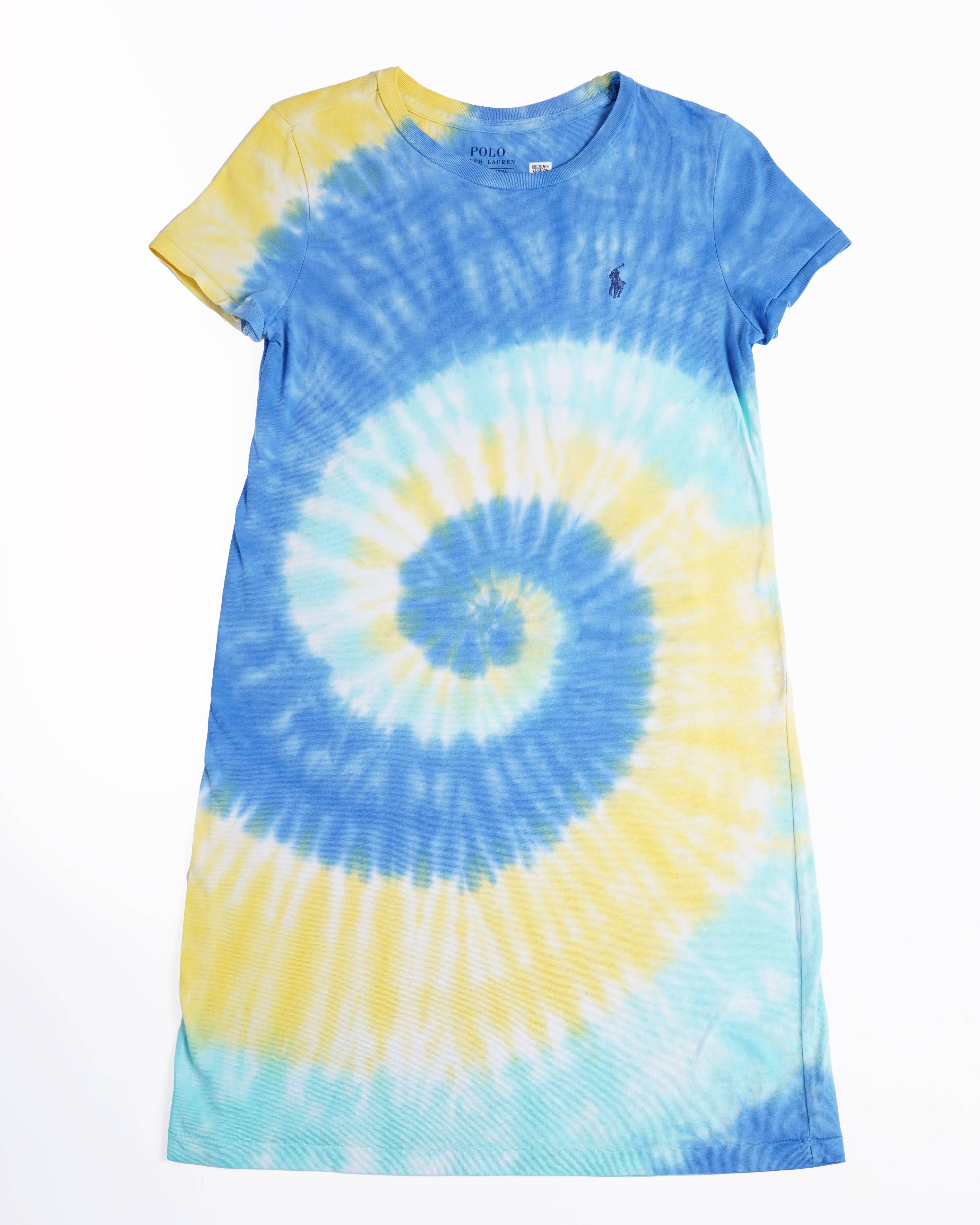 Polo By Ralph Lauren Swirl-Tye Dye Girls Dress With Brand Logo