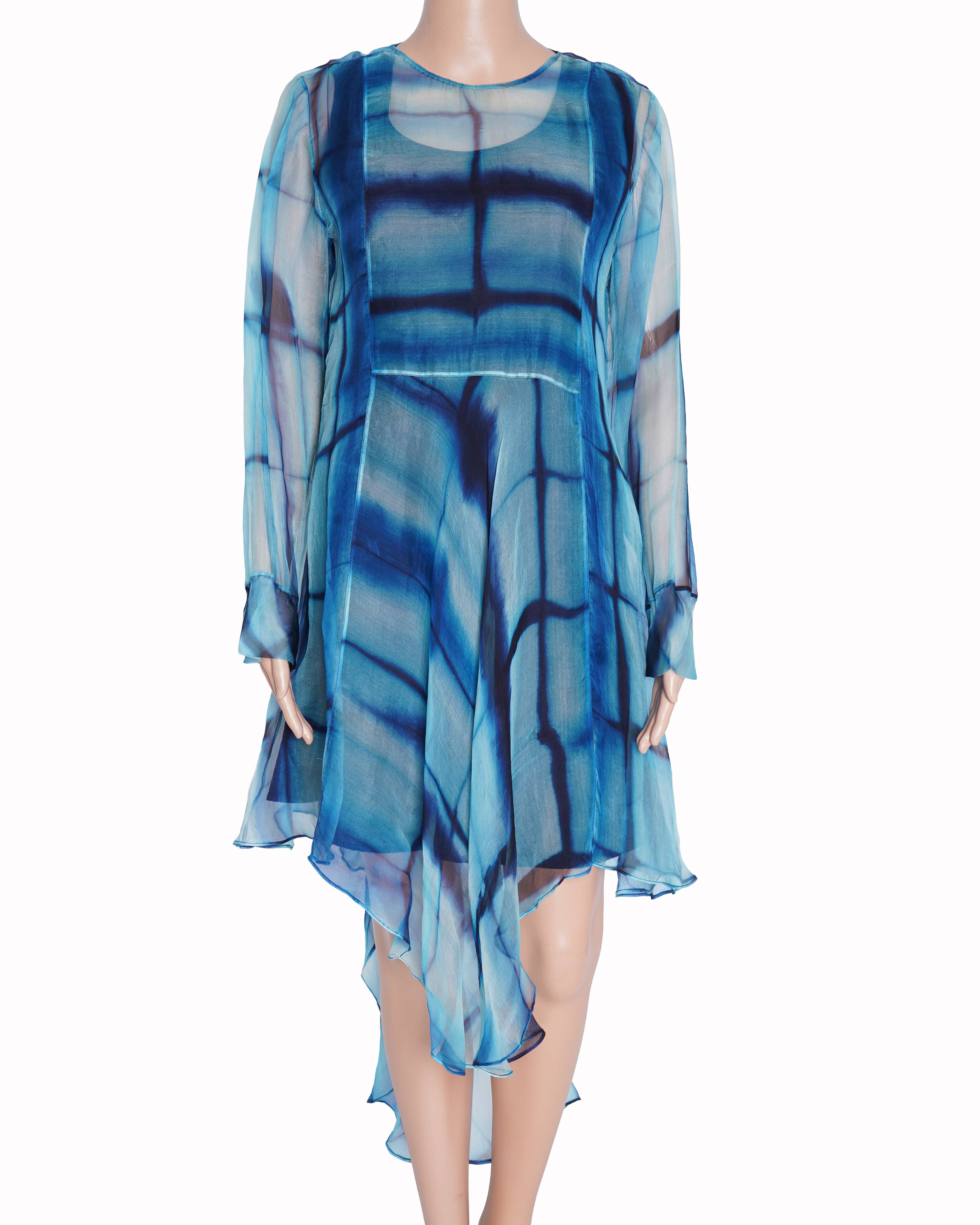 Amrich blue Handcrafted shibori patterning dress