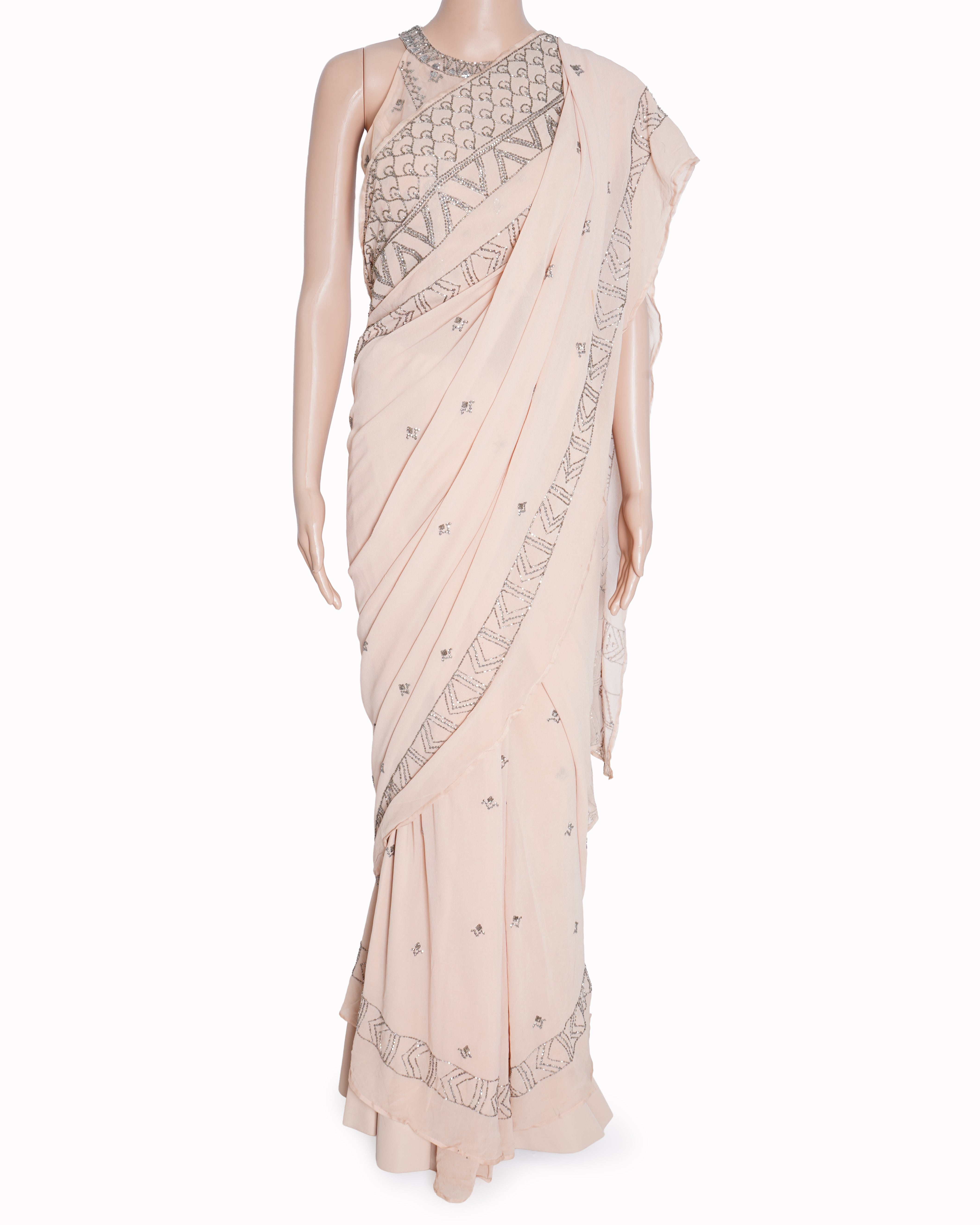 Jade by monica & karishma blush pink embroidered saree Set of 3