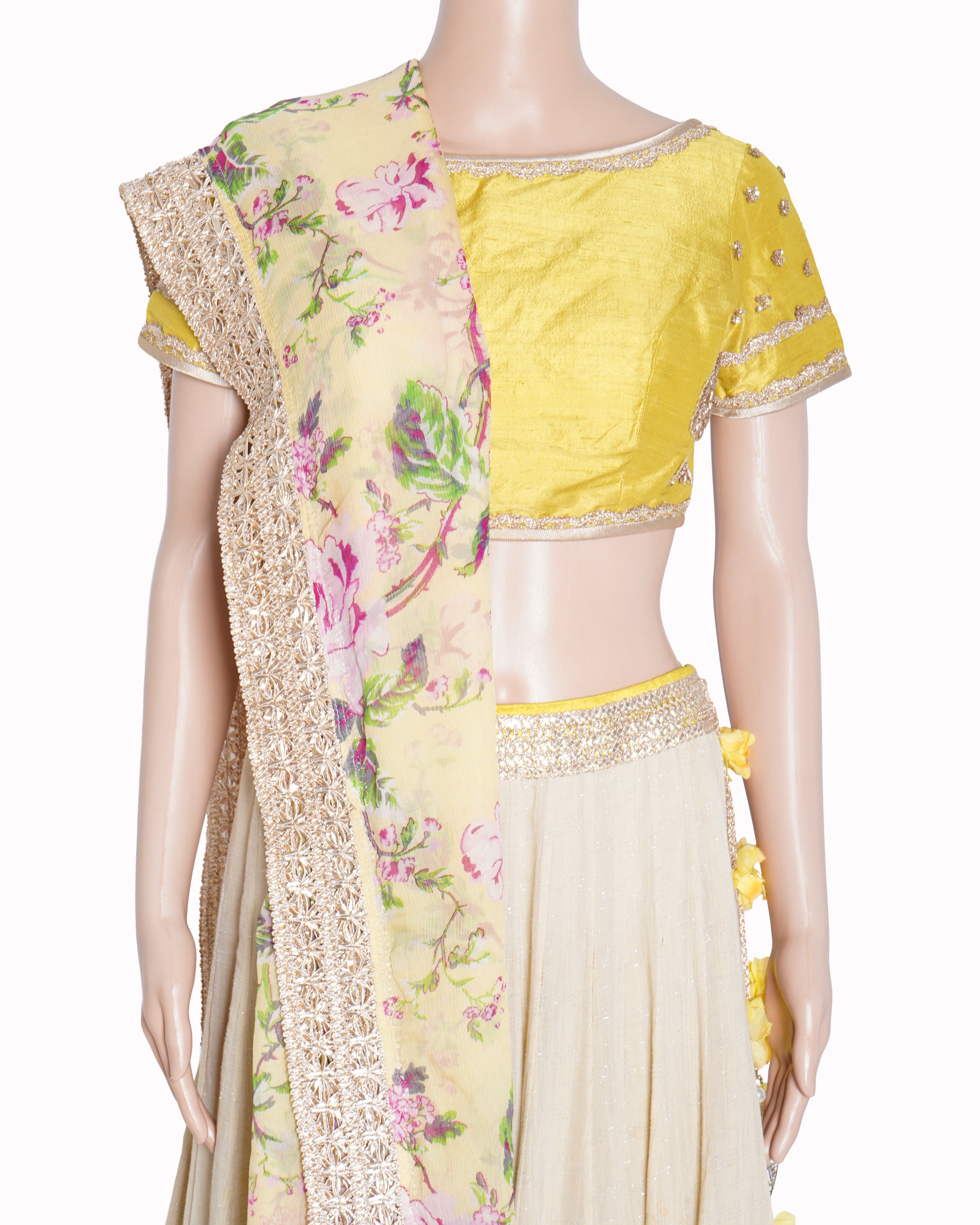 Anushree Reddy Yellow and Beige Lehenga Set