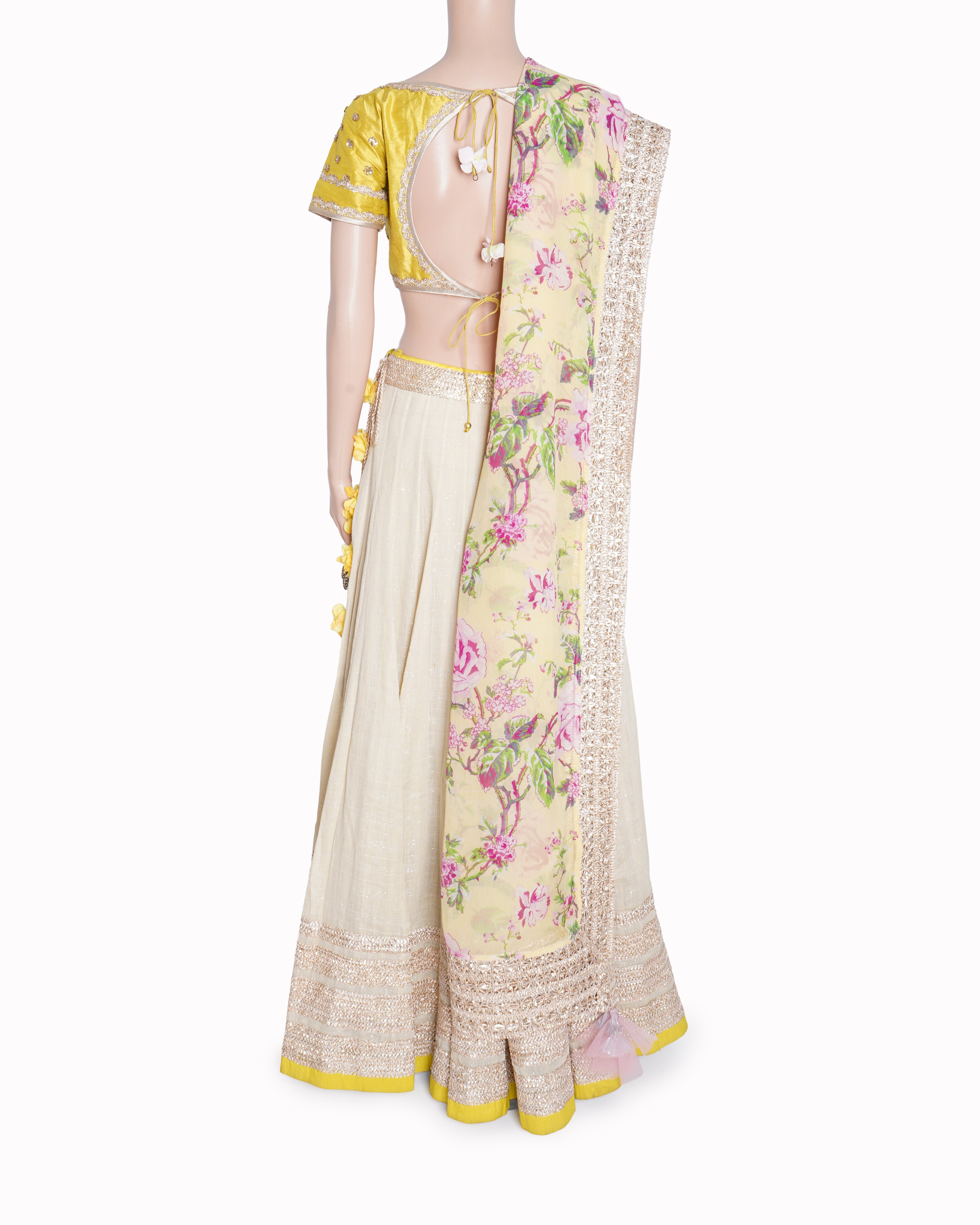 Anushree Reddy Yellow and Beige Lehenga Set