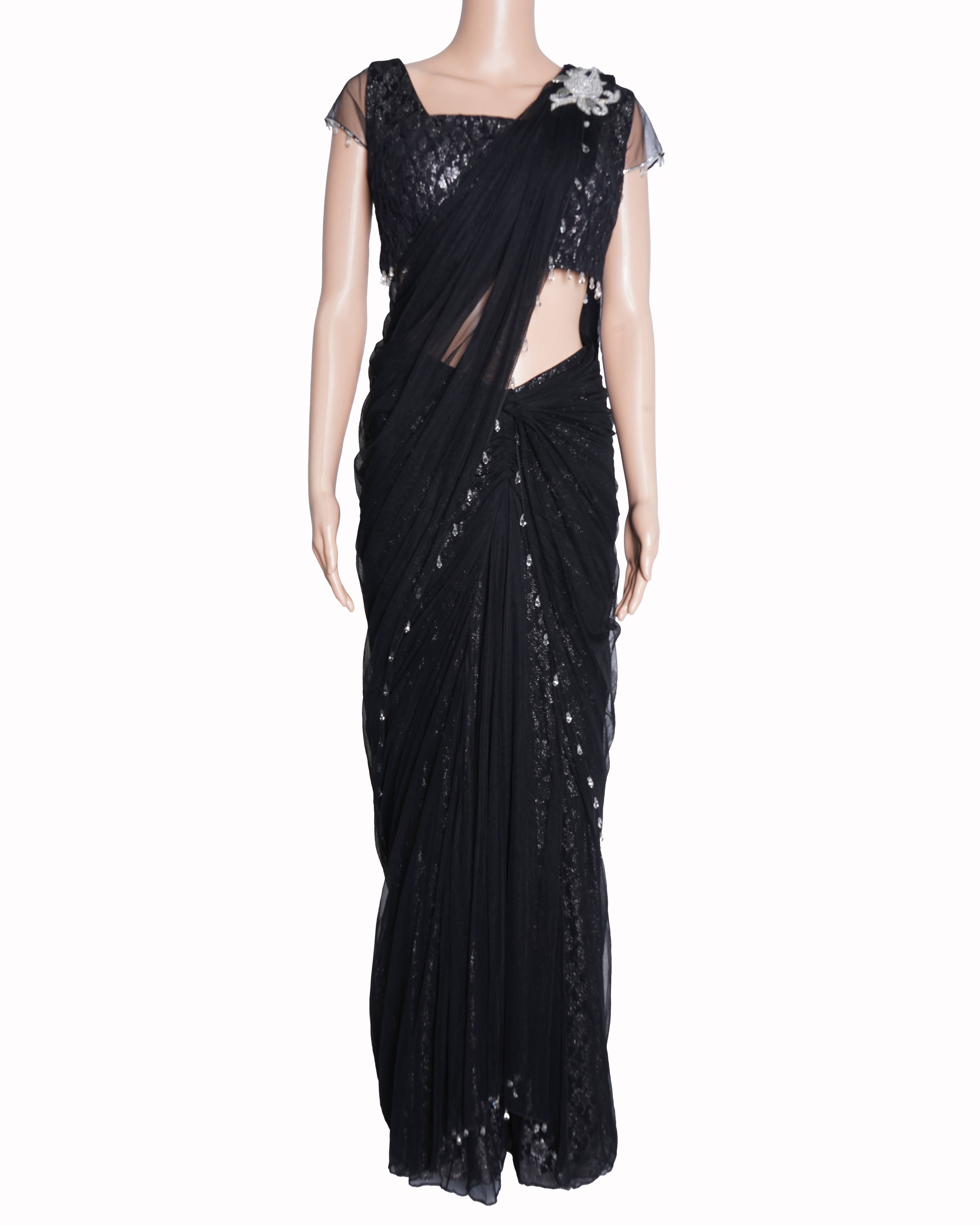 Anjalee and Arjun kapoor draped saree with blouse in black