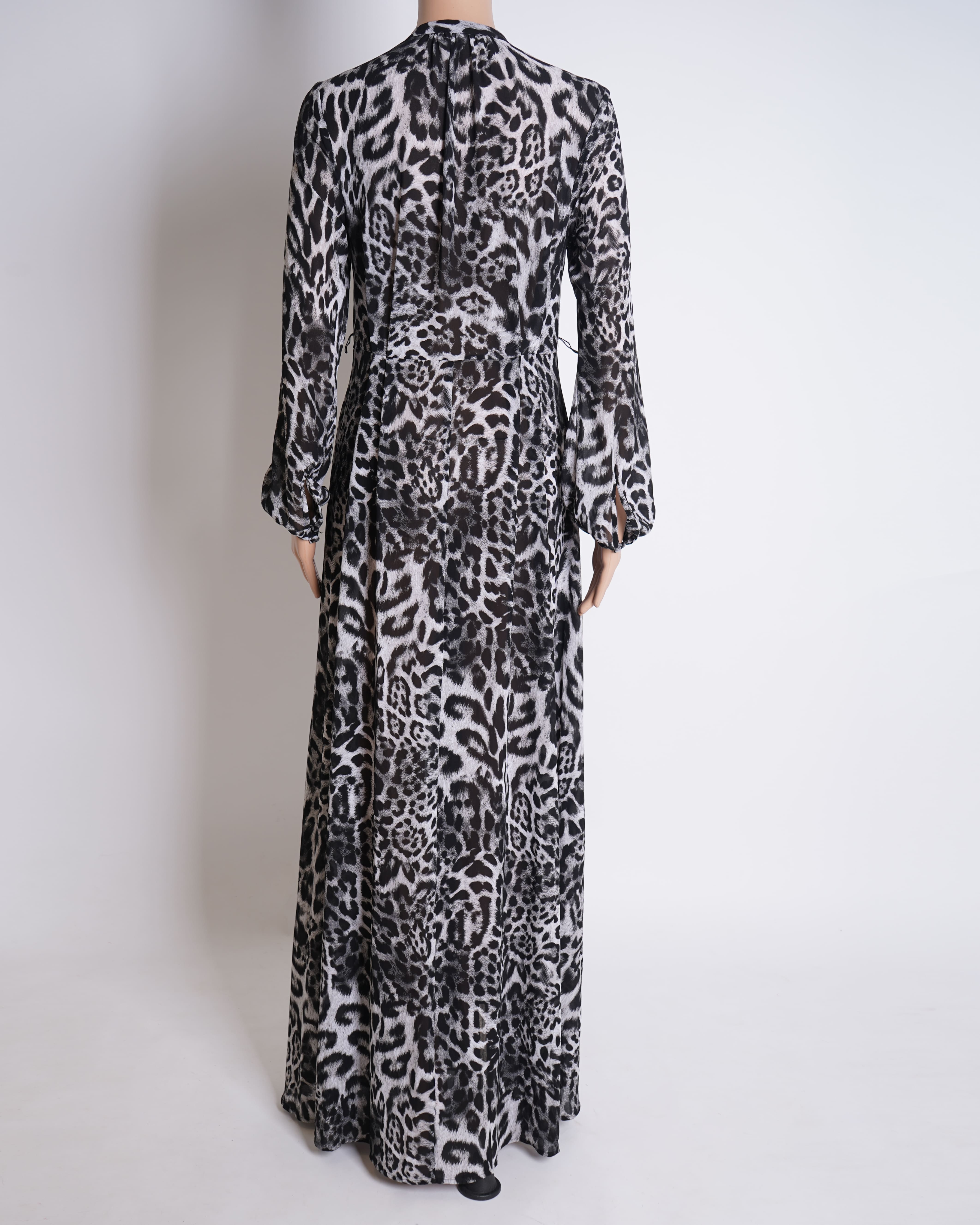 Michael Kors Printed Long Dress In Black & White