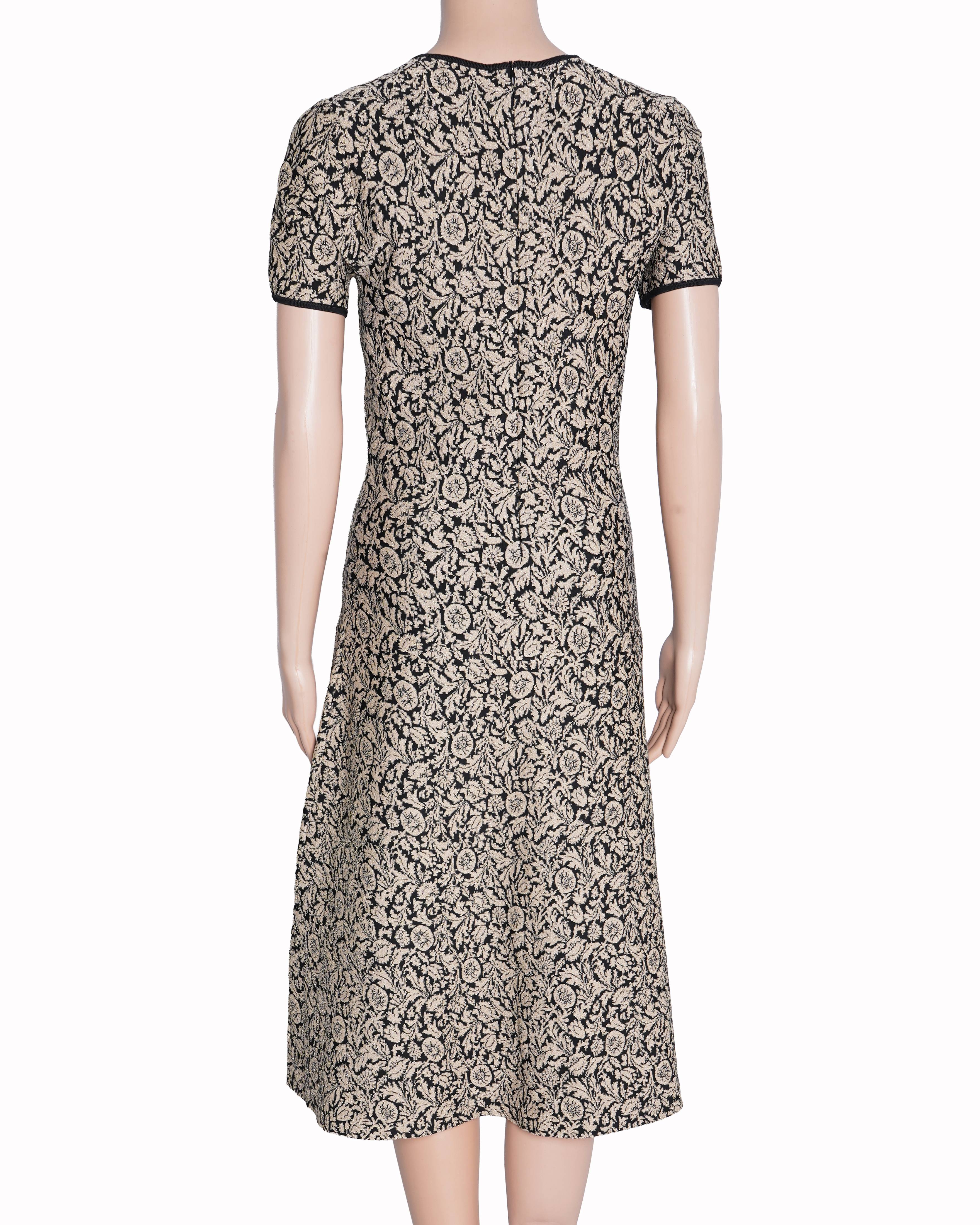Michael Kors botanical black and gold jacquard knit dress