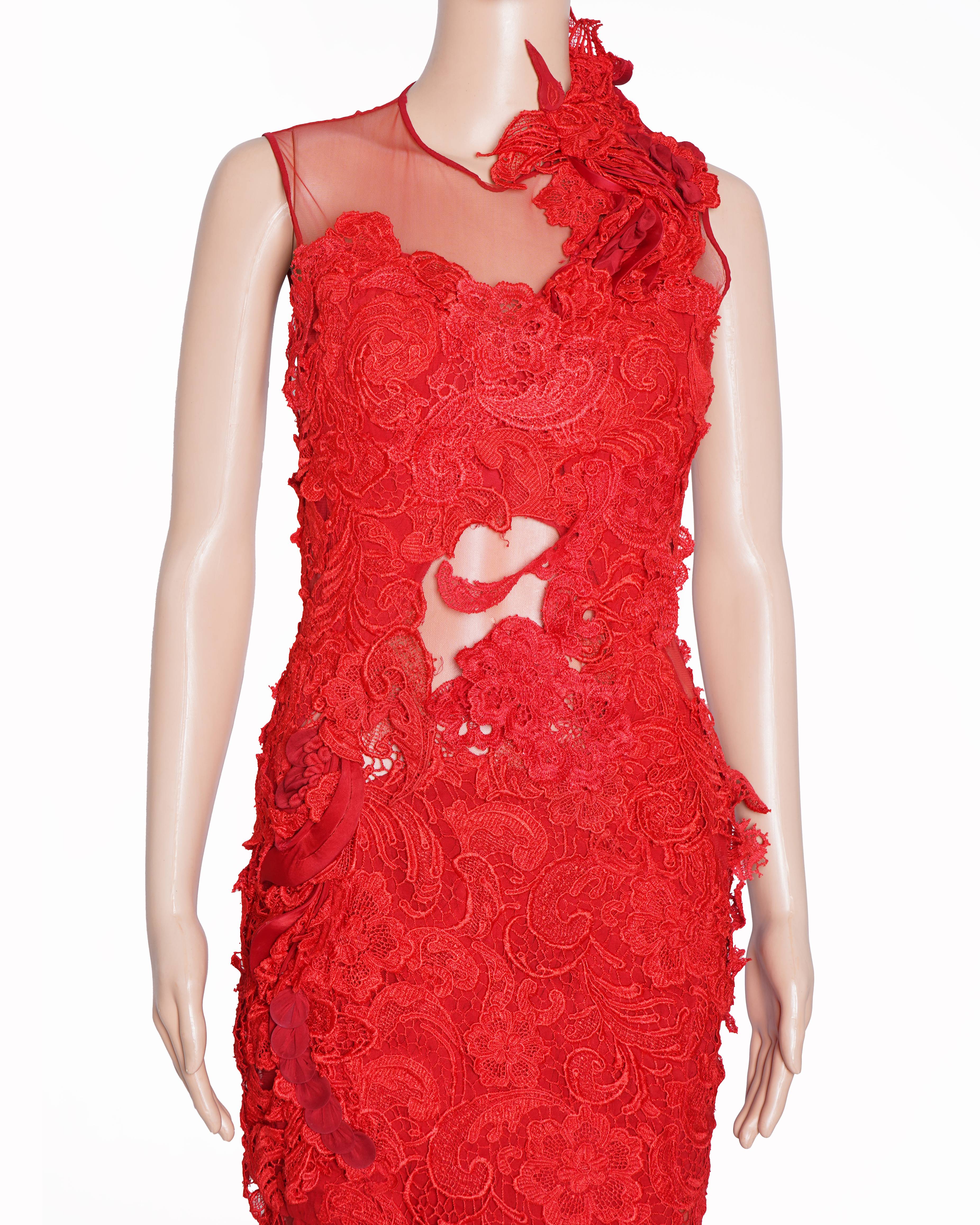 Gaurav Gupta Lace Gown in red