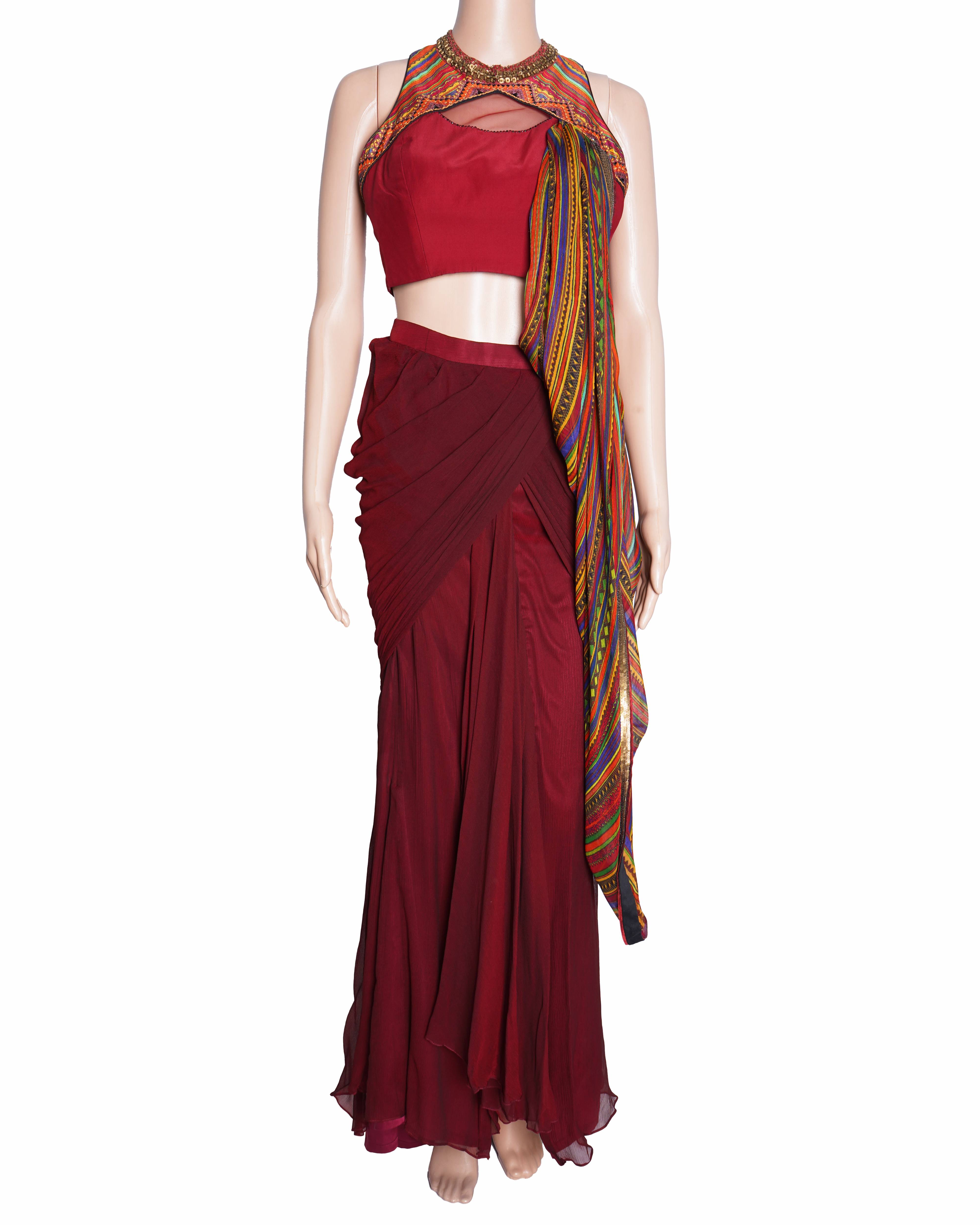 Tarun Tahiliani multi color saree with blouse