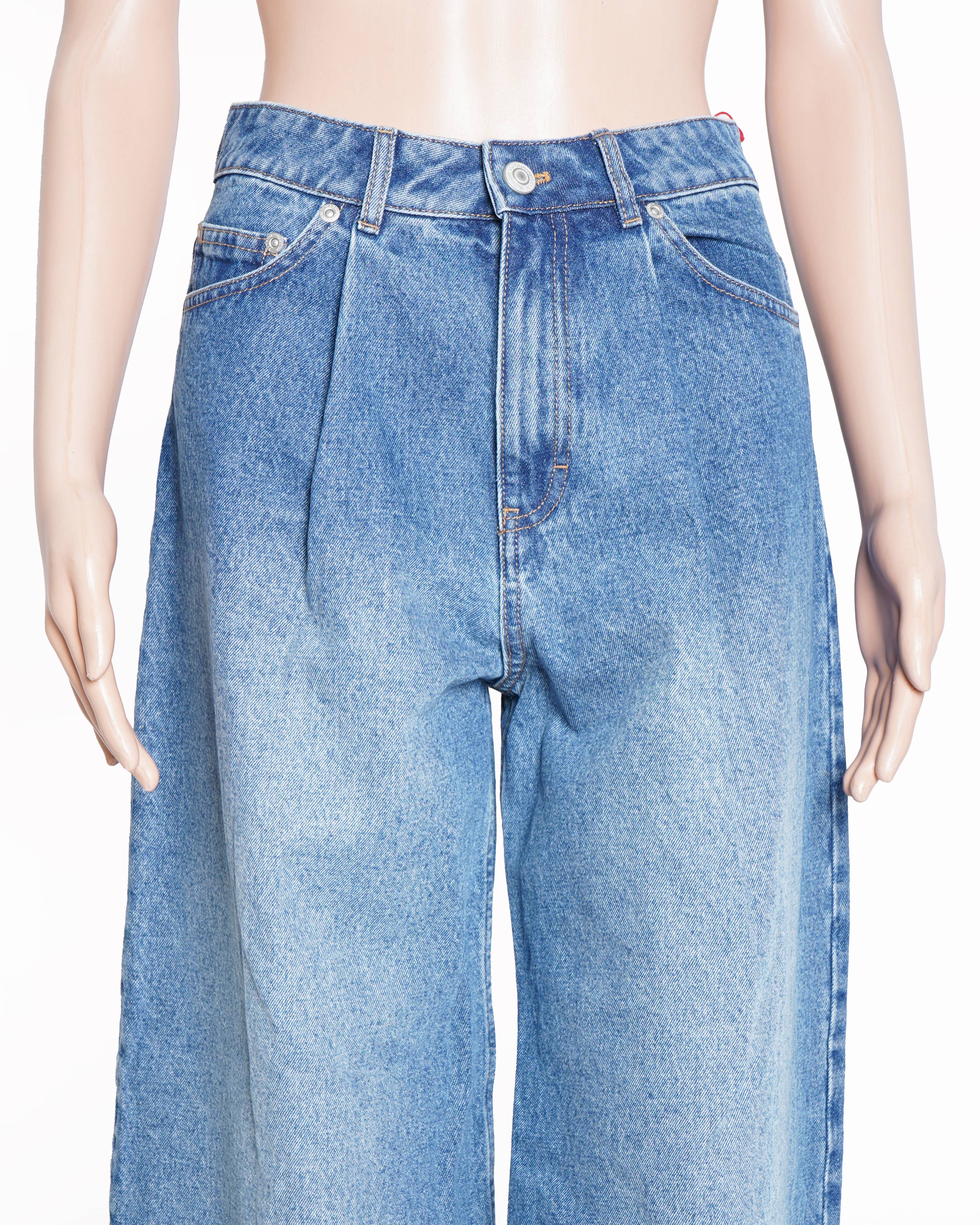 Magda Butrym x H&M Womens Wide Leg Pleated Denim Jeans