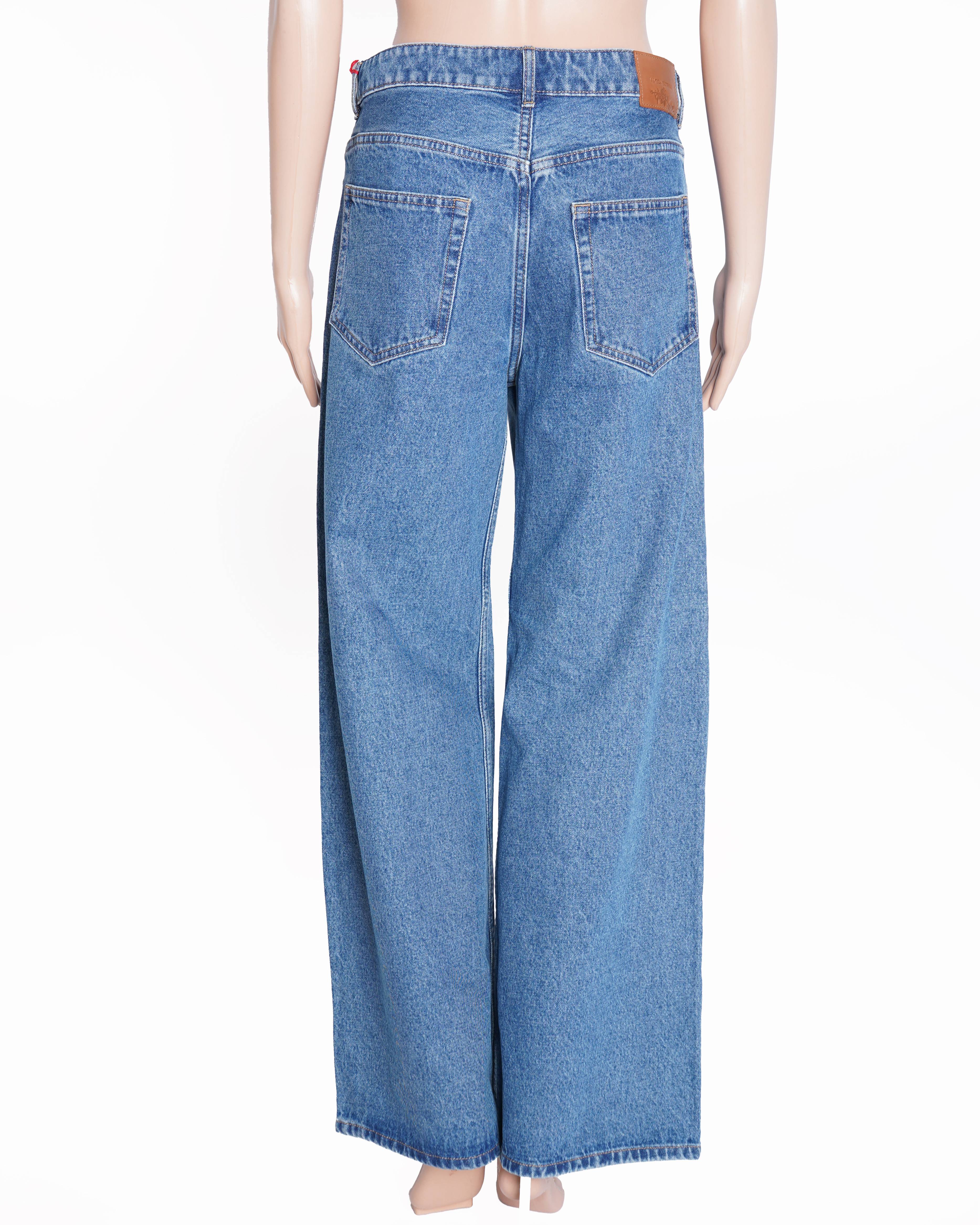 Magda Butrym x H&M Womens Wide Leg Pleated Denim Jeans