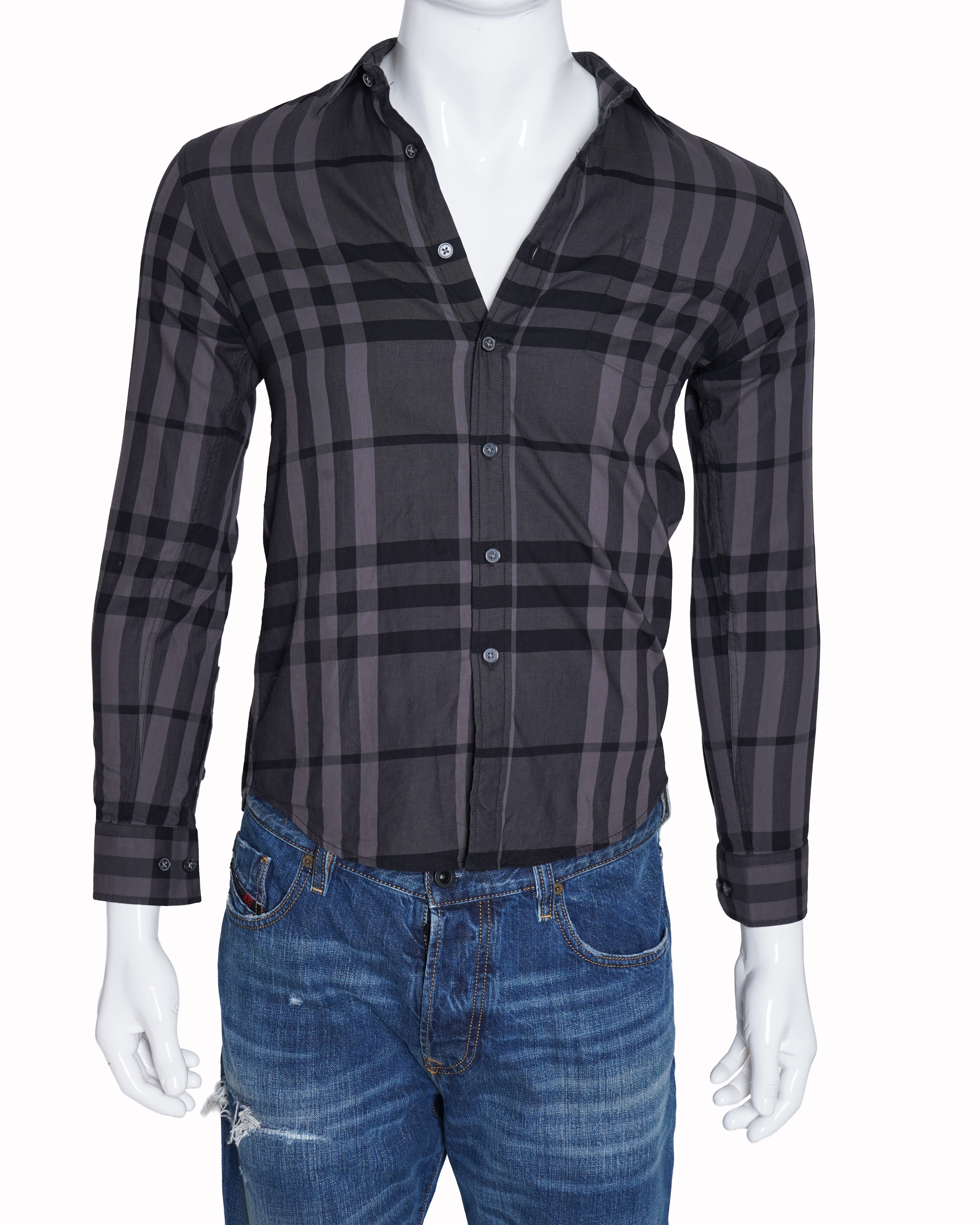 Burberry black and grey checkered full sleeve shirt for men