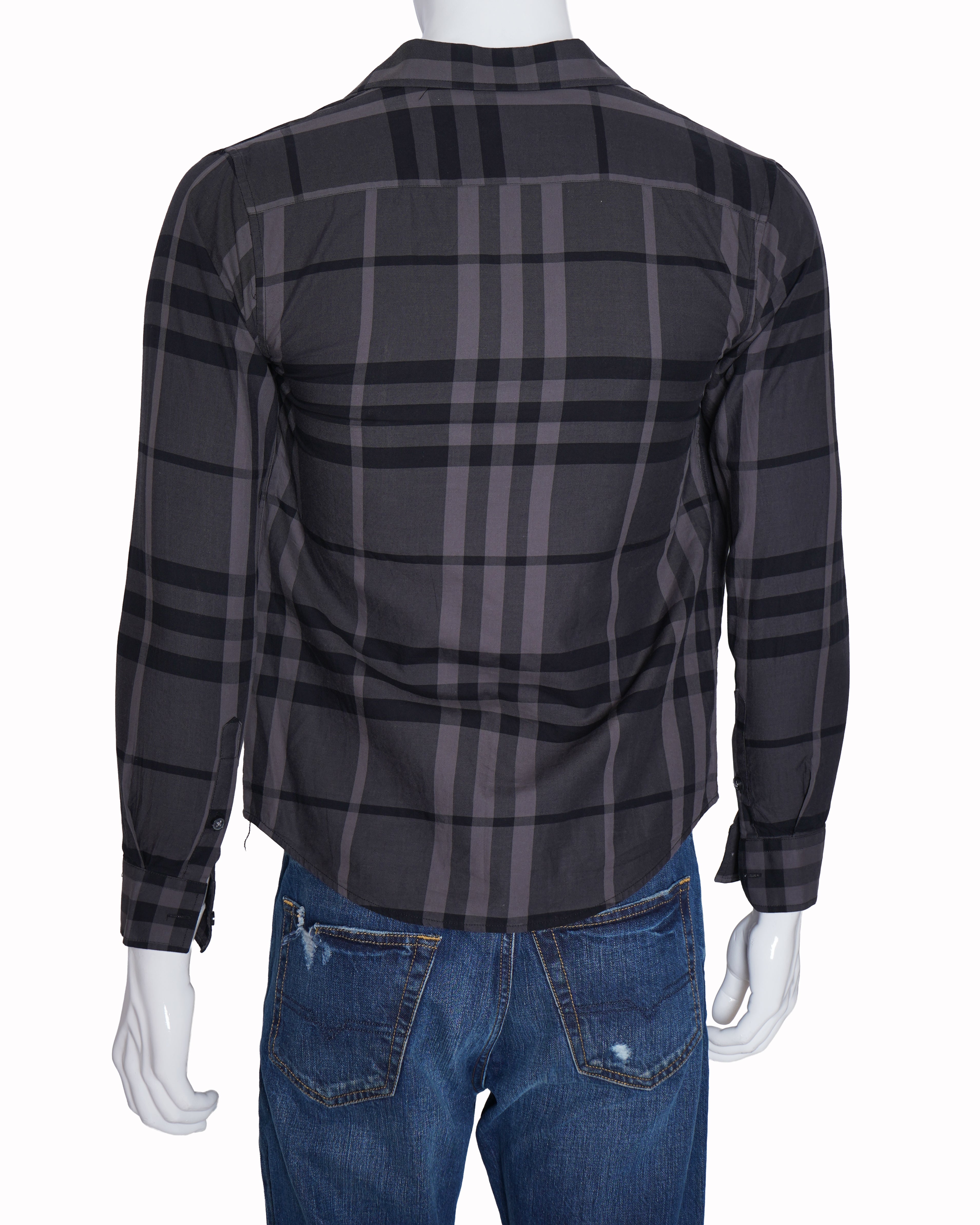 Burberry black and grey checkered full sleeve shirt for men