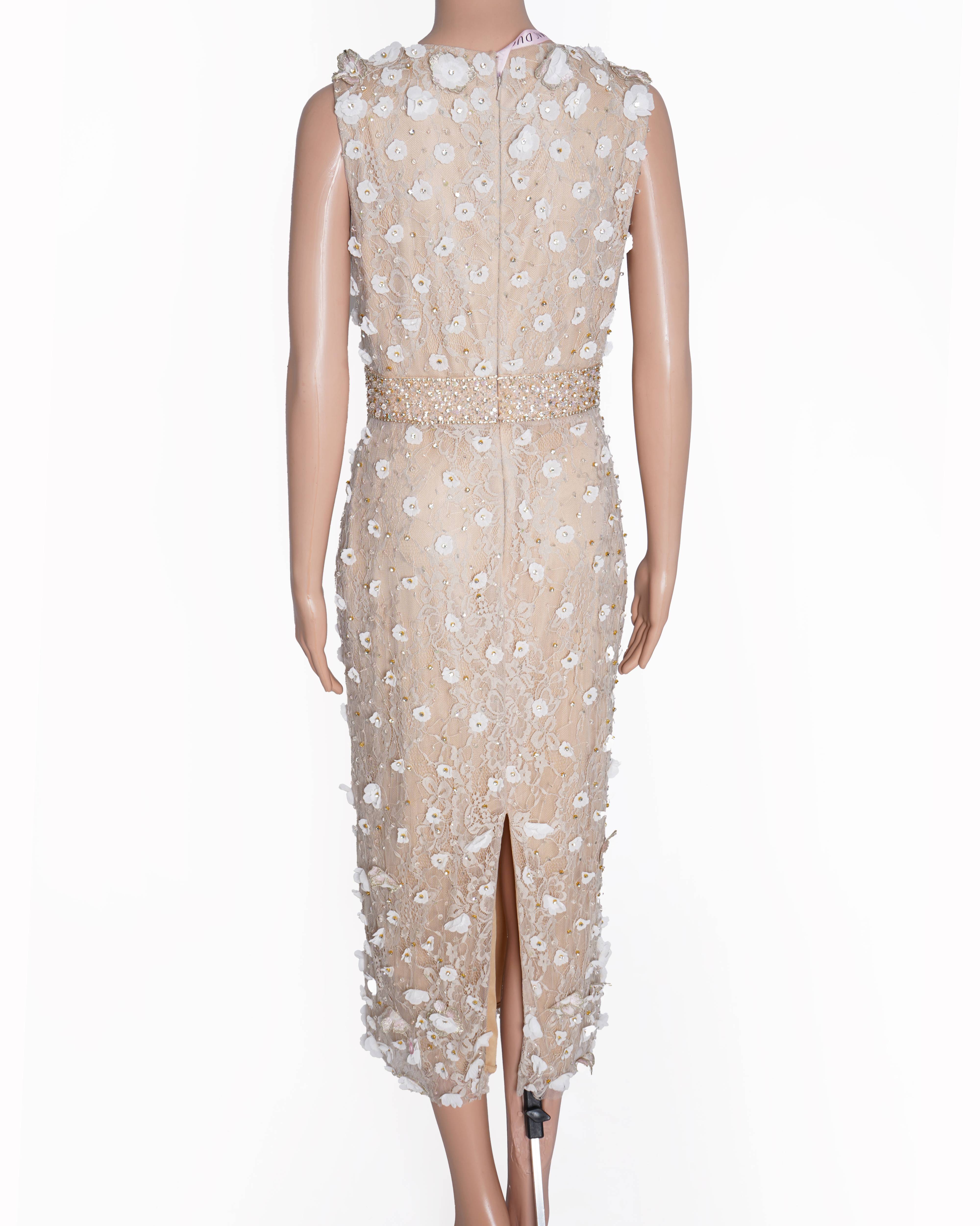 New Mac Duggal Floral Applique Sleeveless Midi Dress