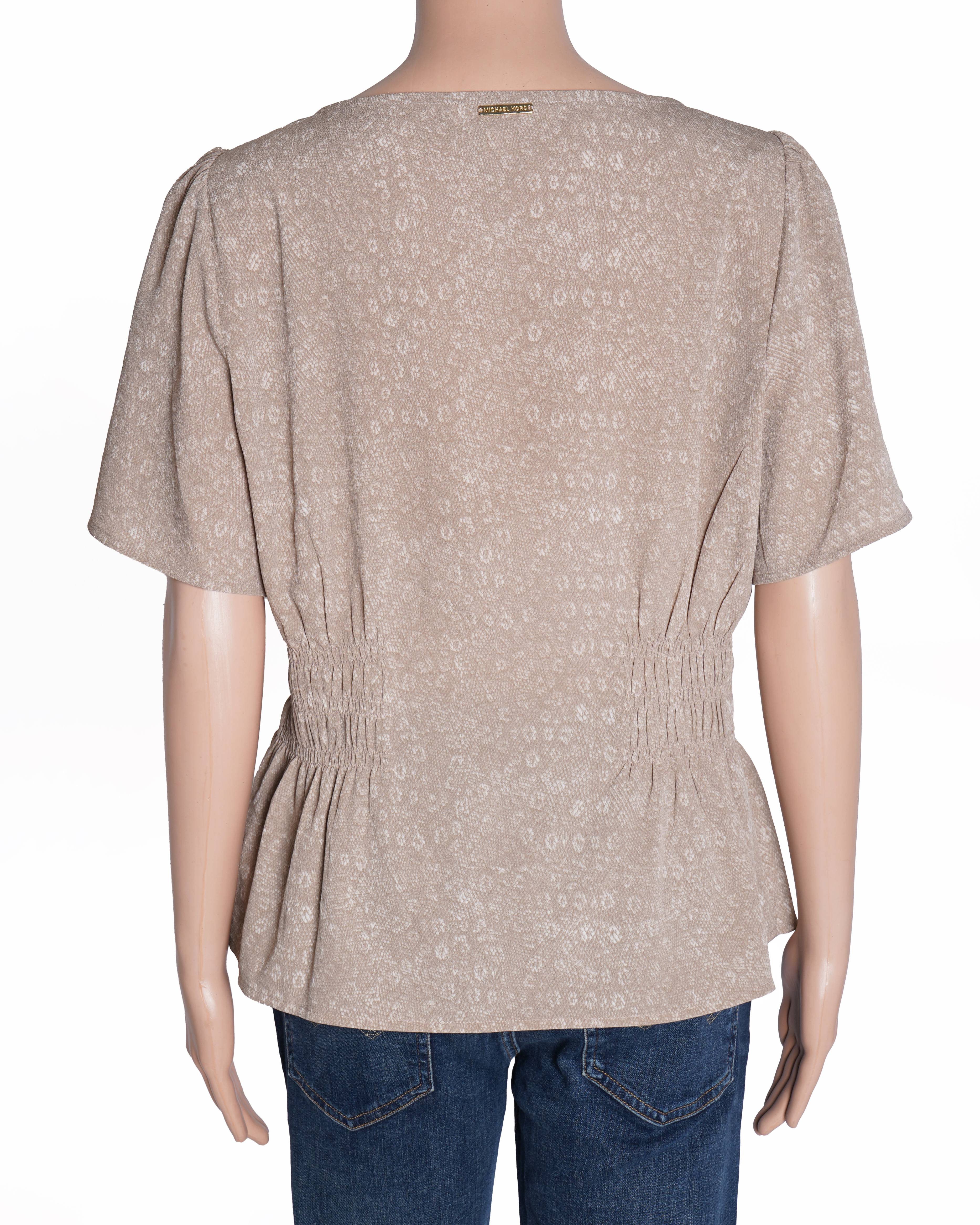 Michael Kors Printed Top In Beige