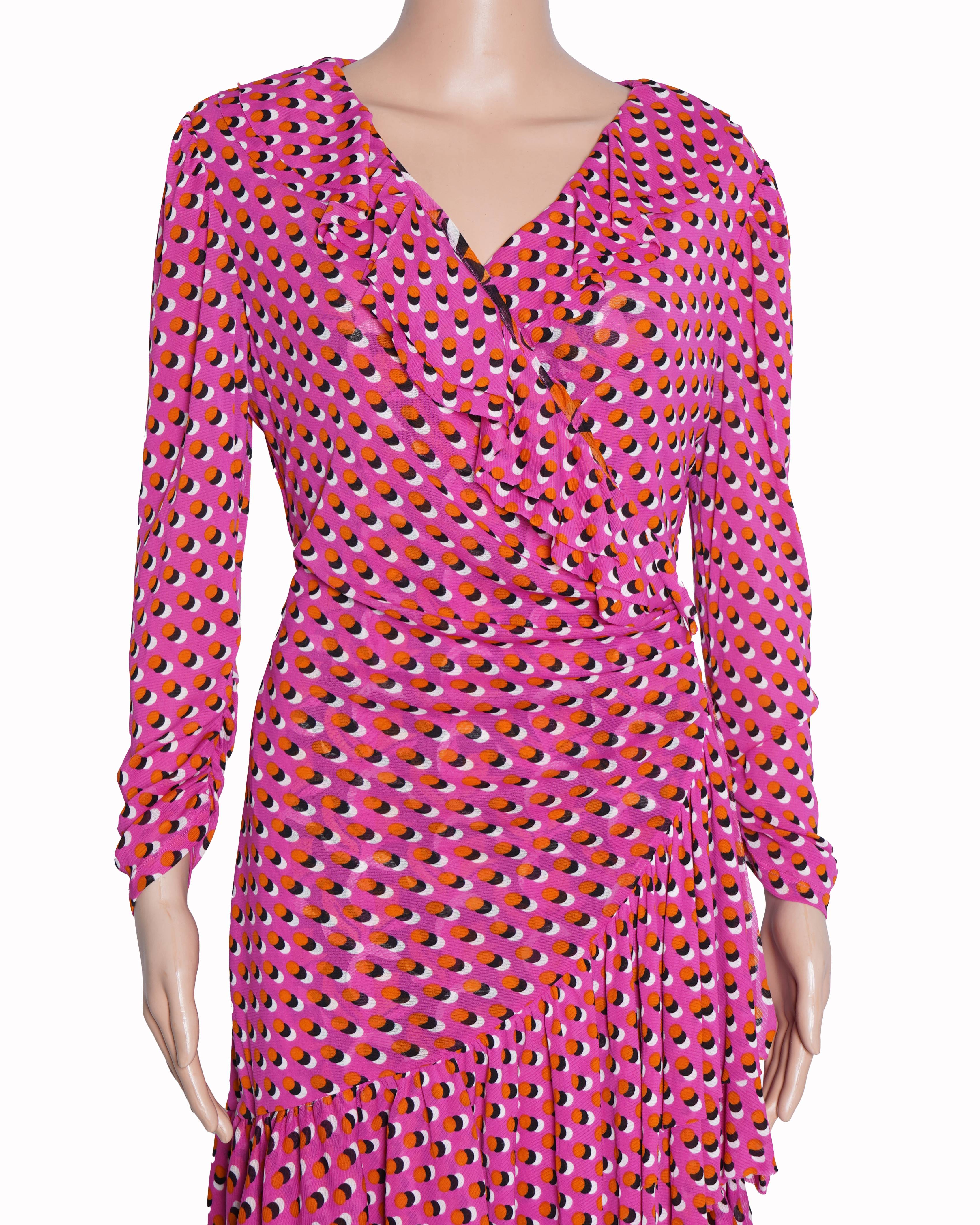 Diane Von Furstenberg pink printed wrap-up V-neck dress