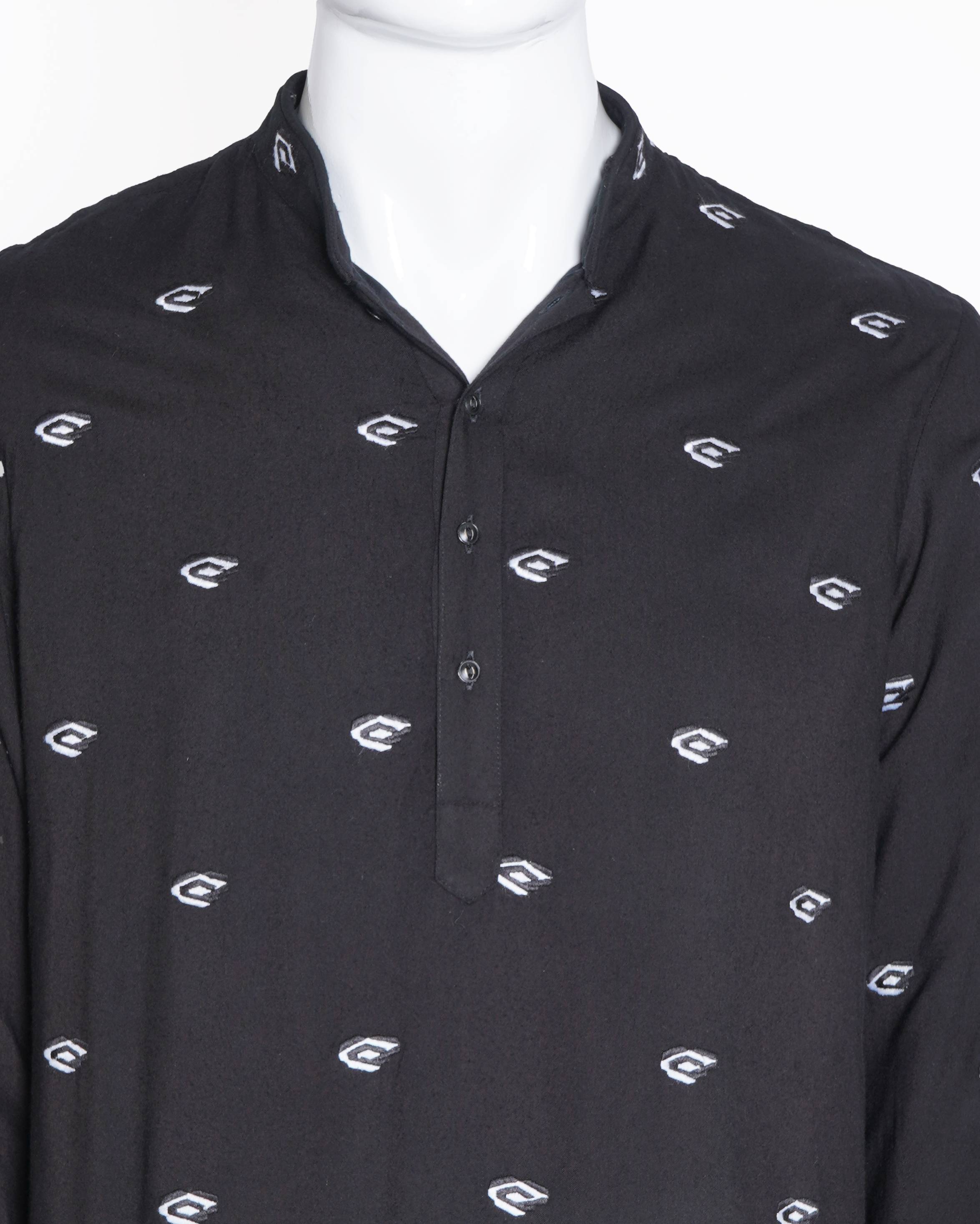 Kunal Rawal black printed kurta