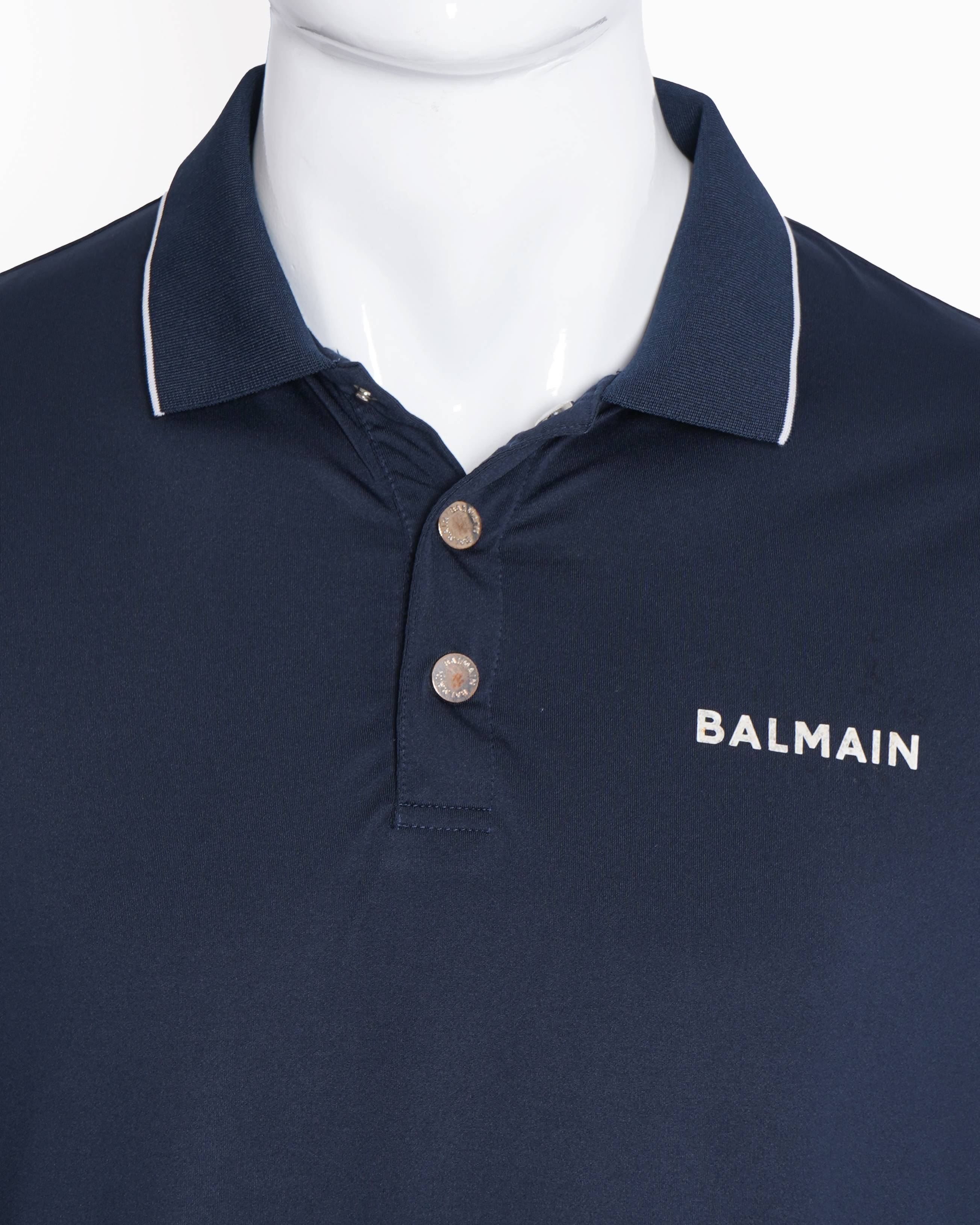 New Balmain Polo T-shirt in Navy Blue