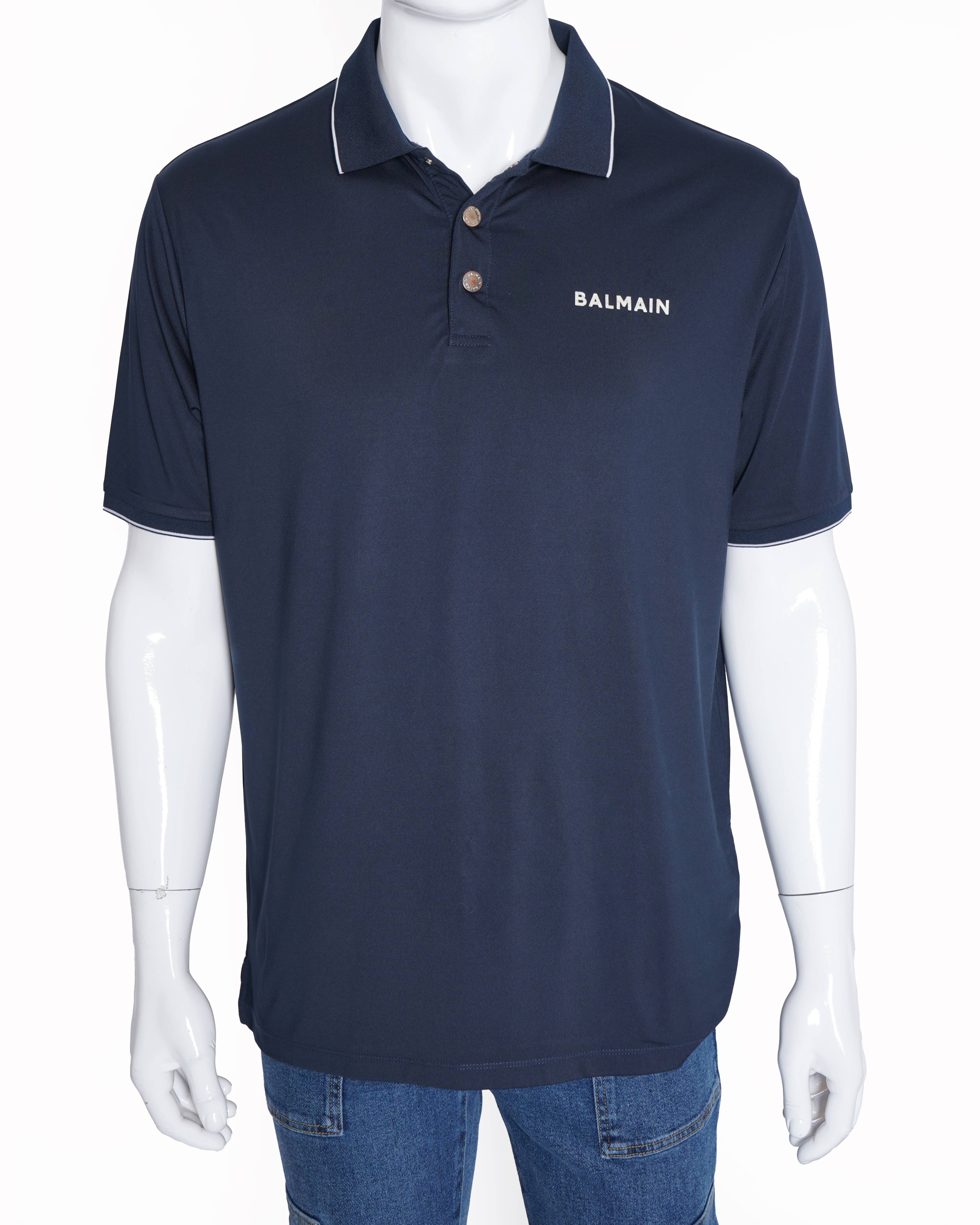 New Balmain Polo T-shirt in Navy Blue