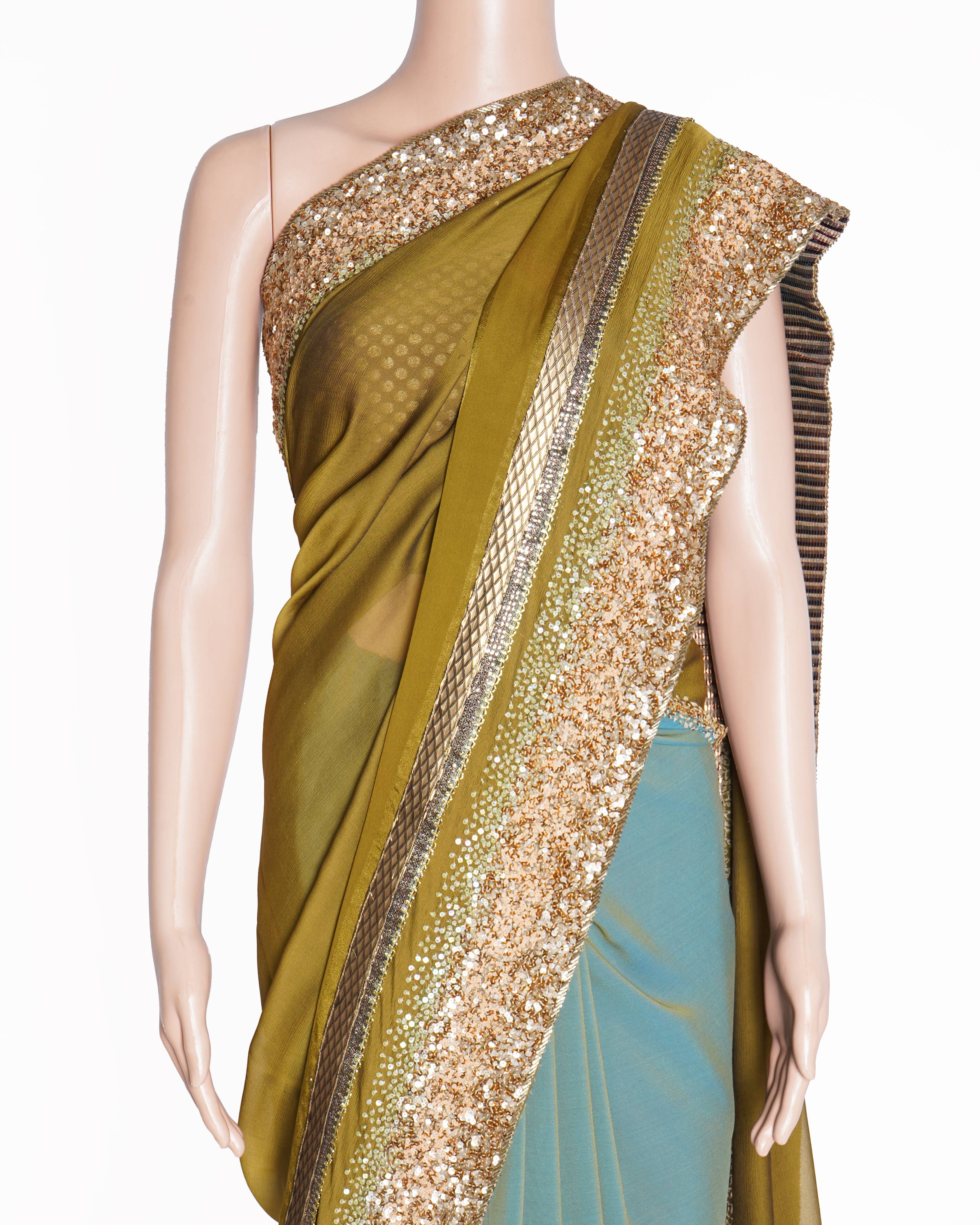 Manish Malhotra Green & Teal saree