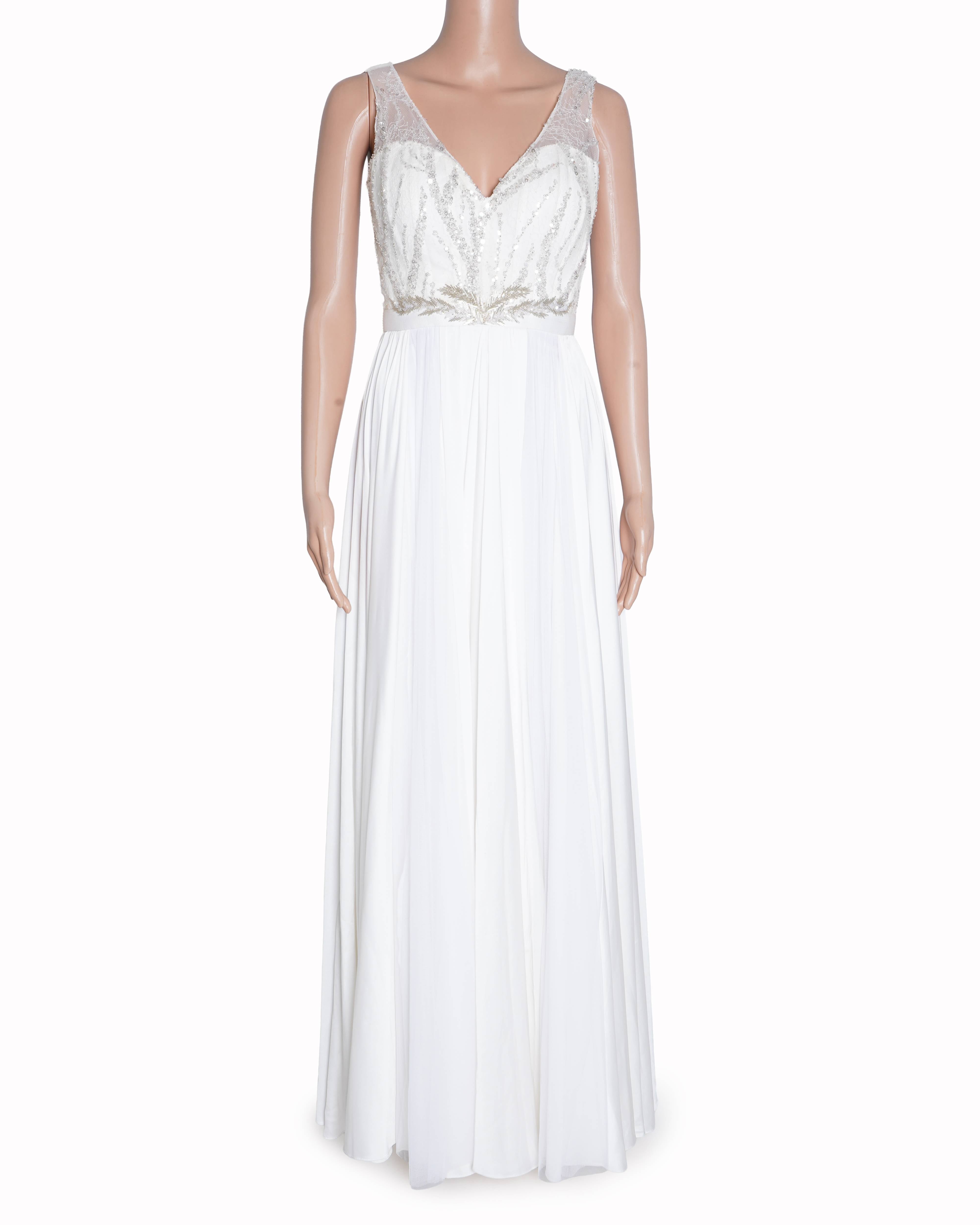 New Gavin C Miguel Gown In White WIth Sequin Detail