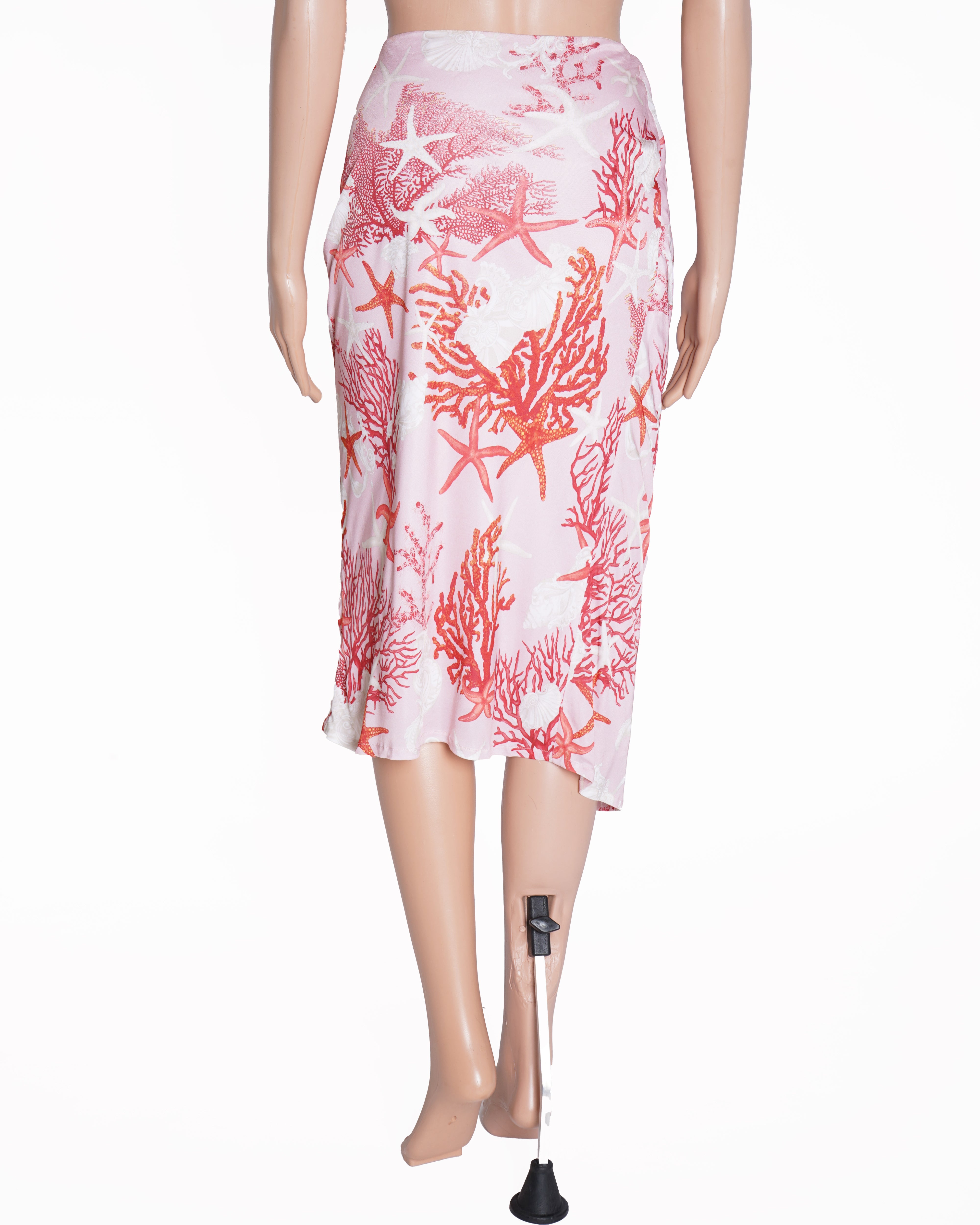 New Versace barocco sea gathered midi skirt