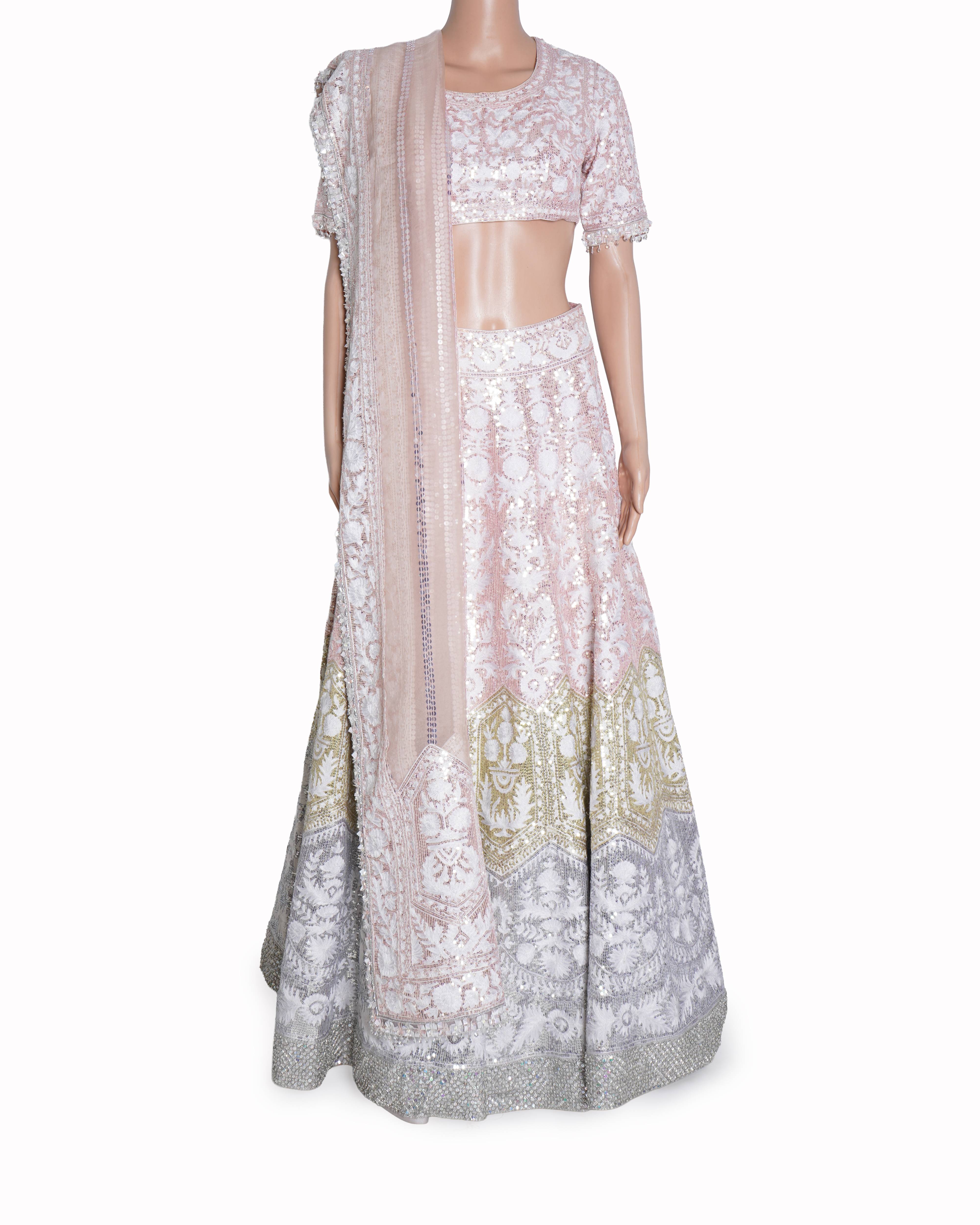 Manish Malhotra blush pink & Green embroidered lehenga