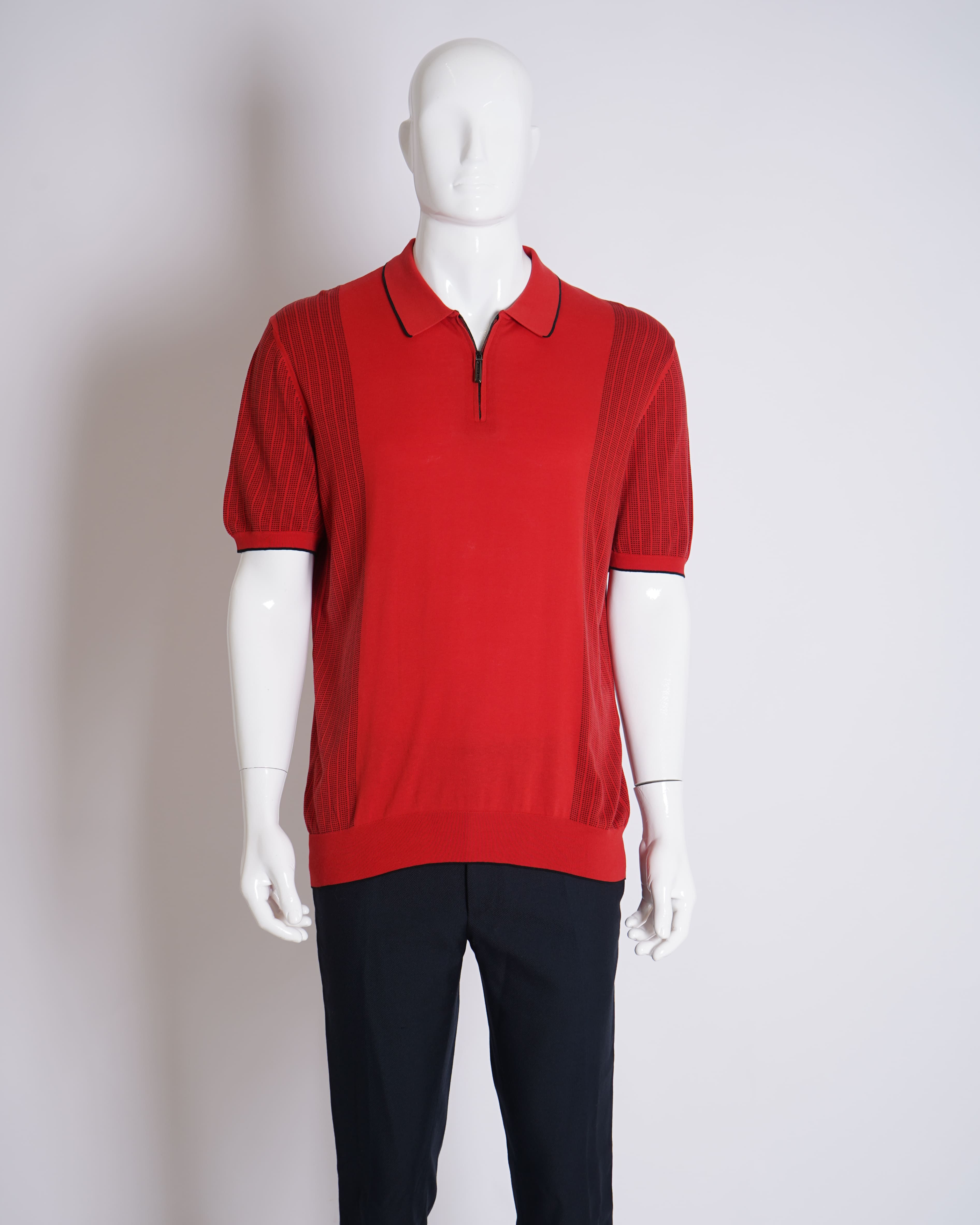 Stefano Ricci red half zip polo tshirt