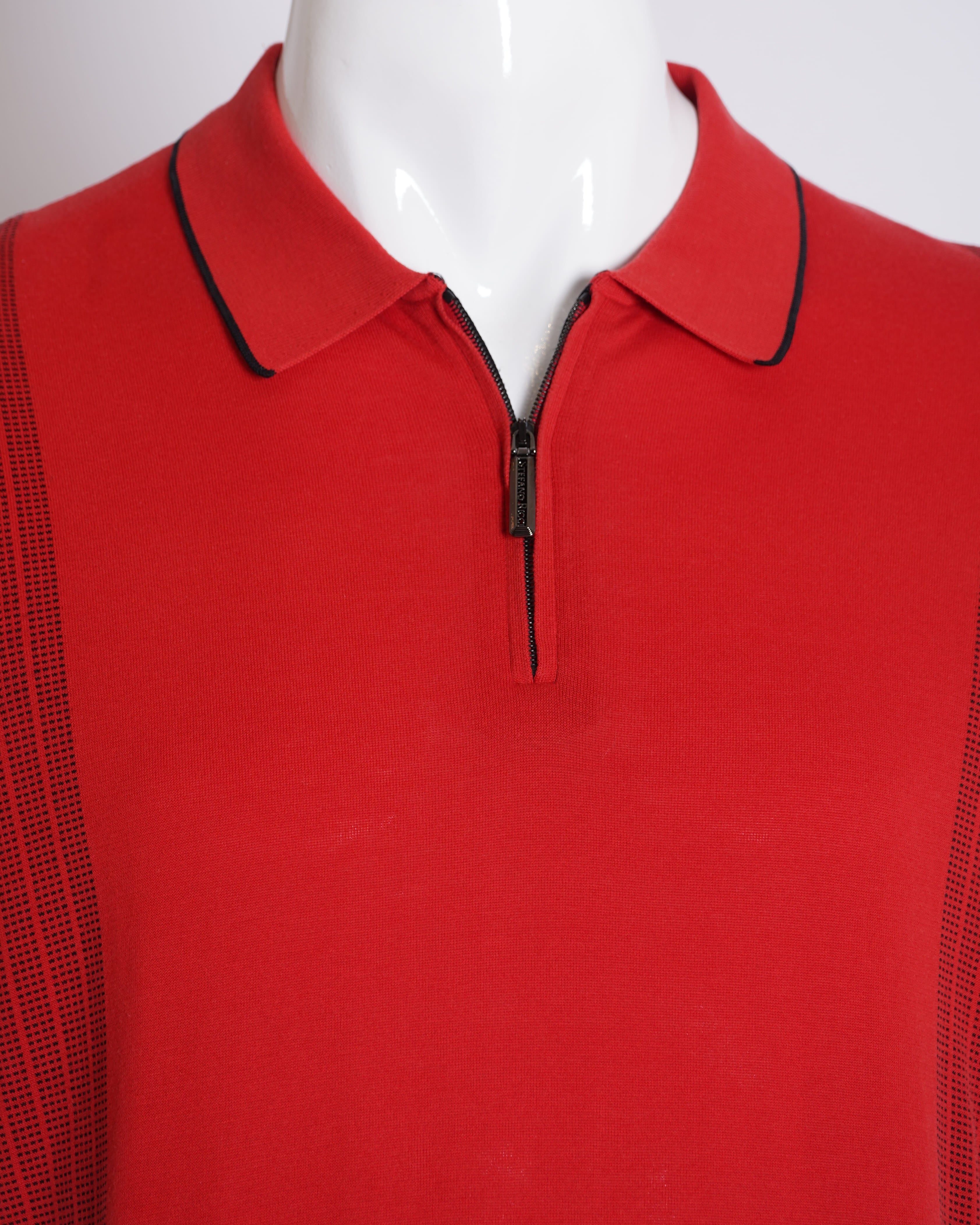 Stefano Ricci red half zip polo tshirt