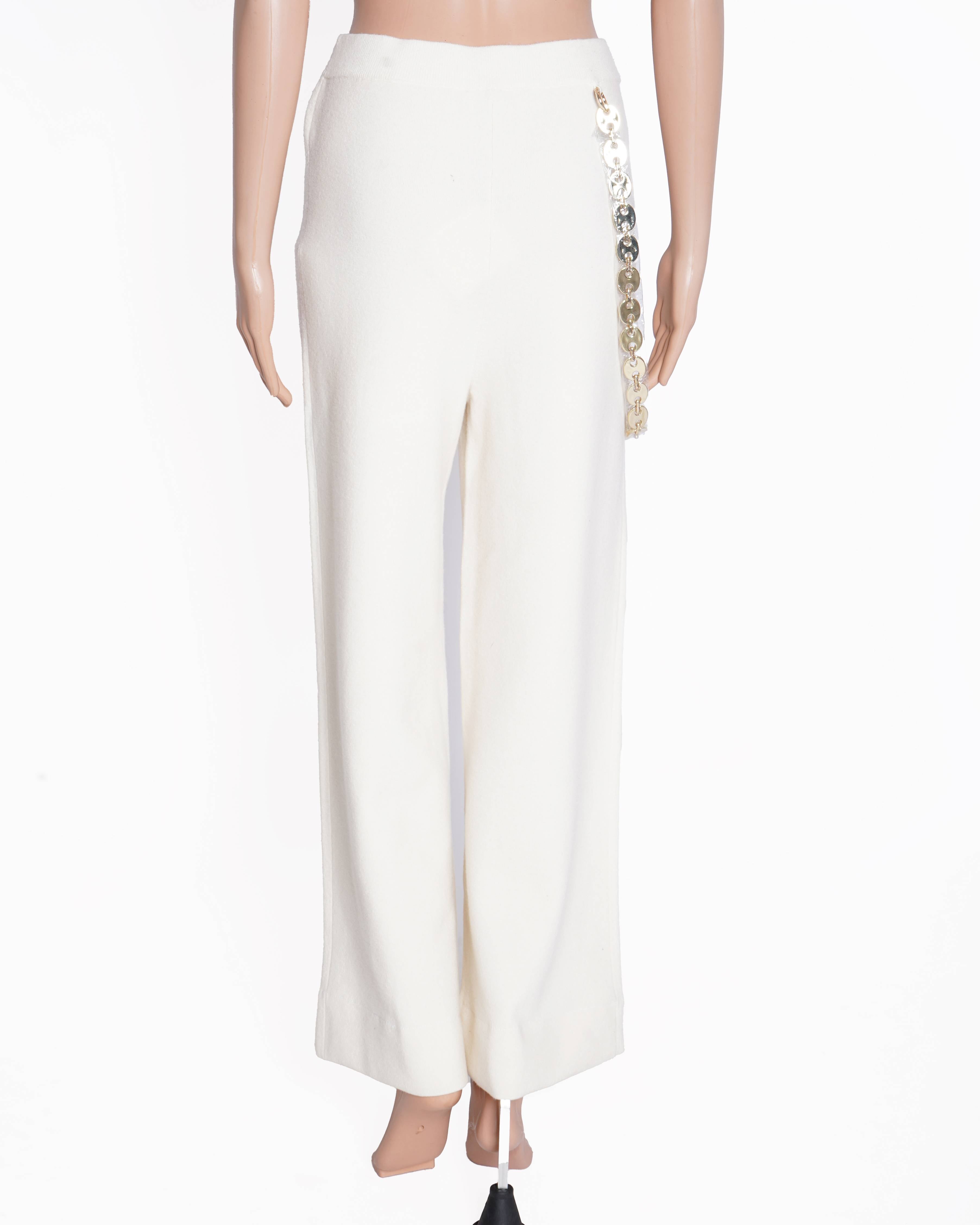 New Paco Rabanne Women's Trousers In Cream