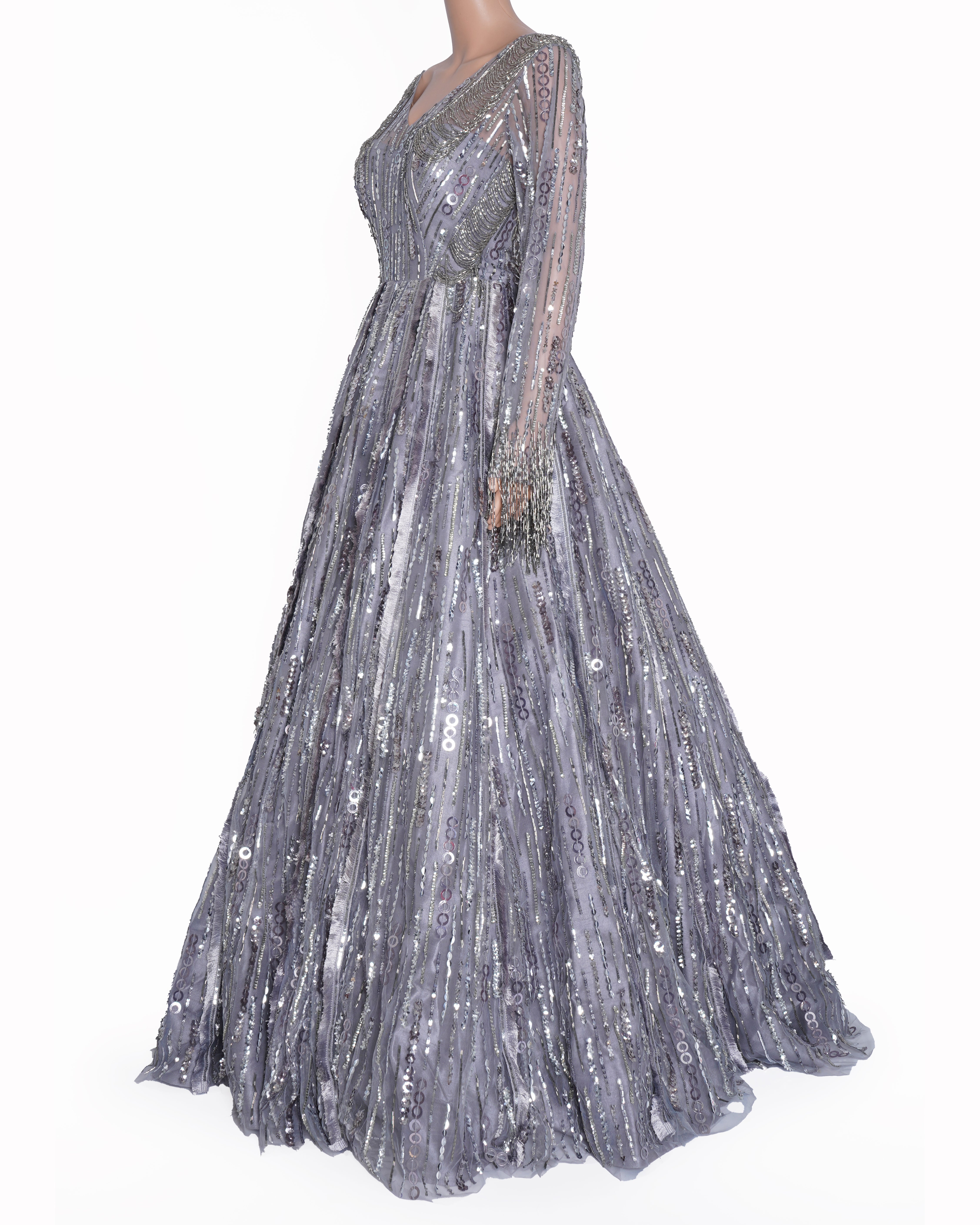 New Manish Malhotra Sequin Gown In Grey