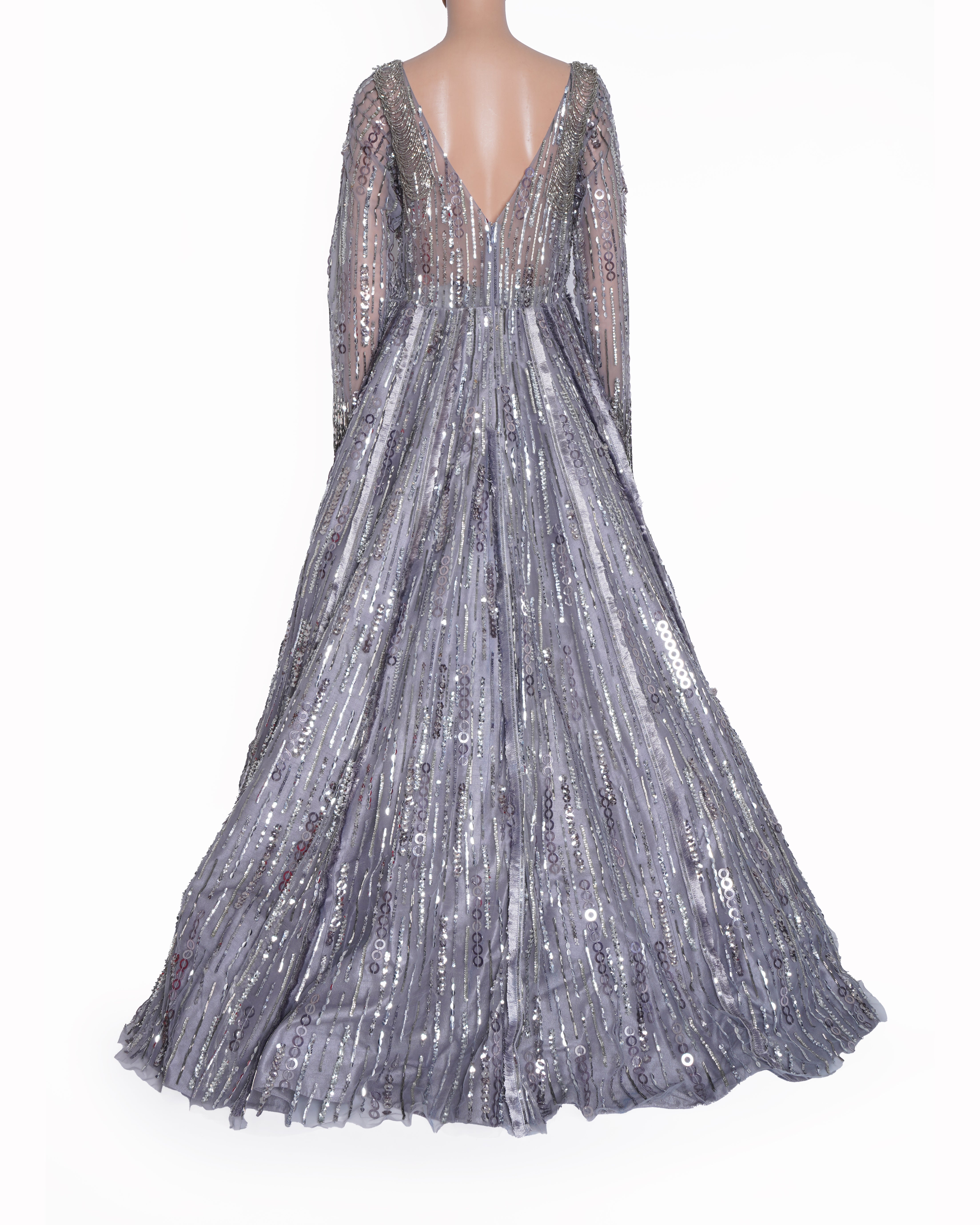 New Manish Malhotra Sequin Gown In Grey
