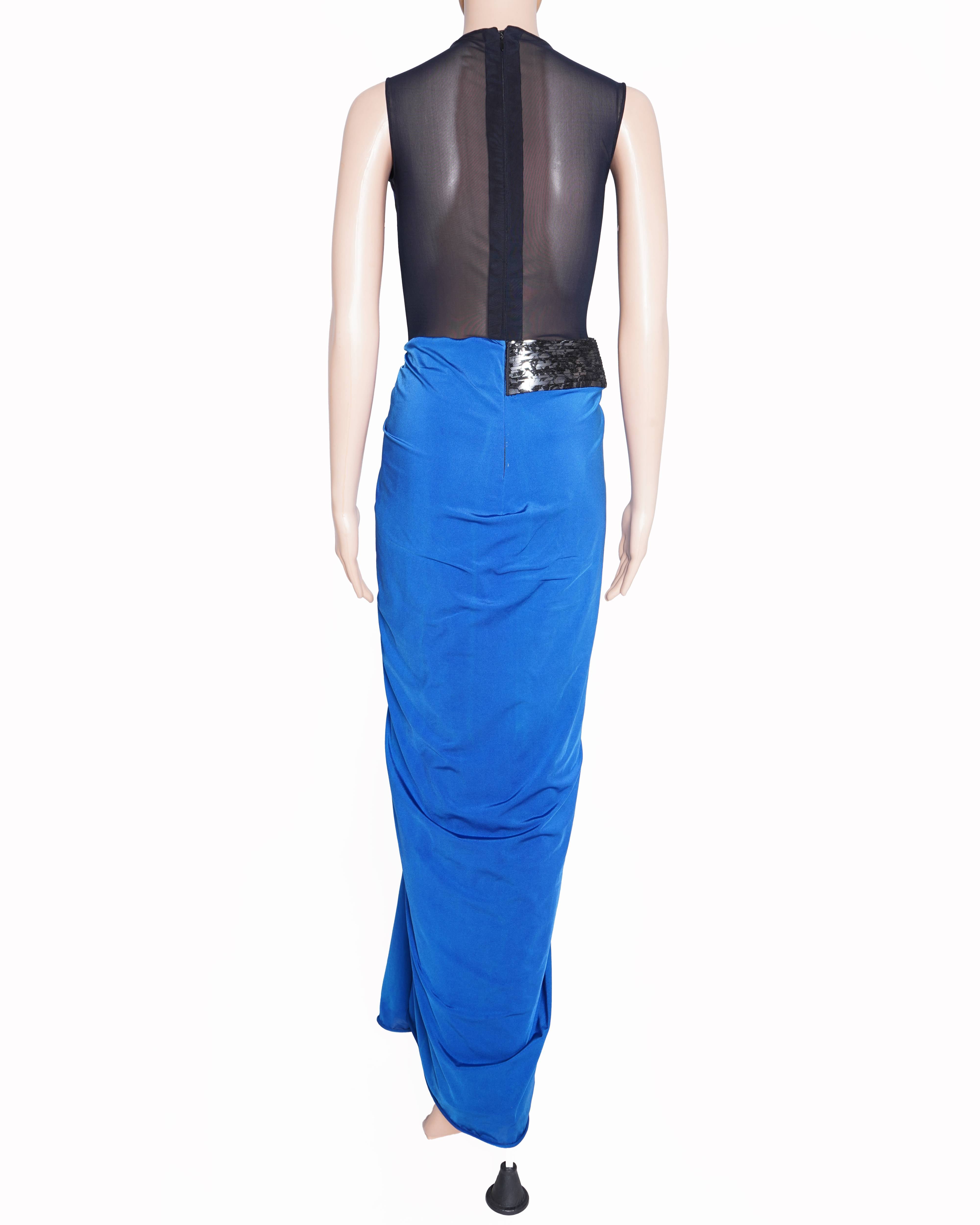 Amit Aggarwal Blue and Black Embellished Gown