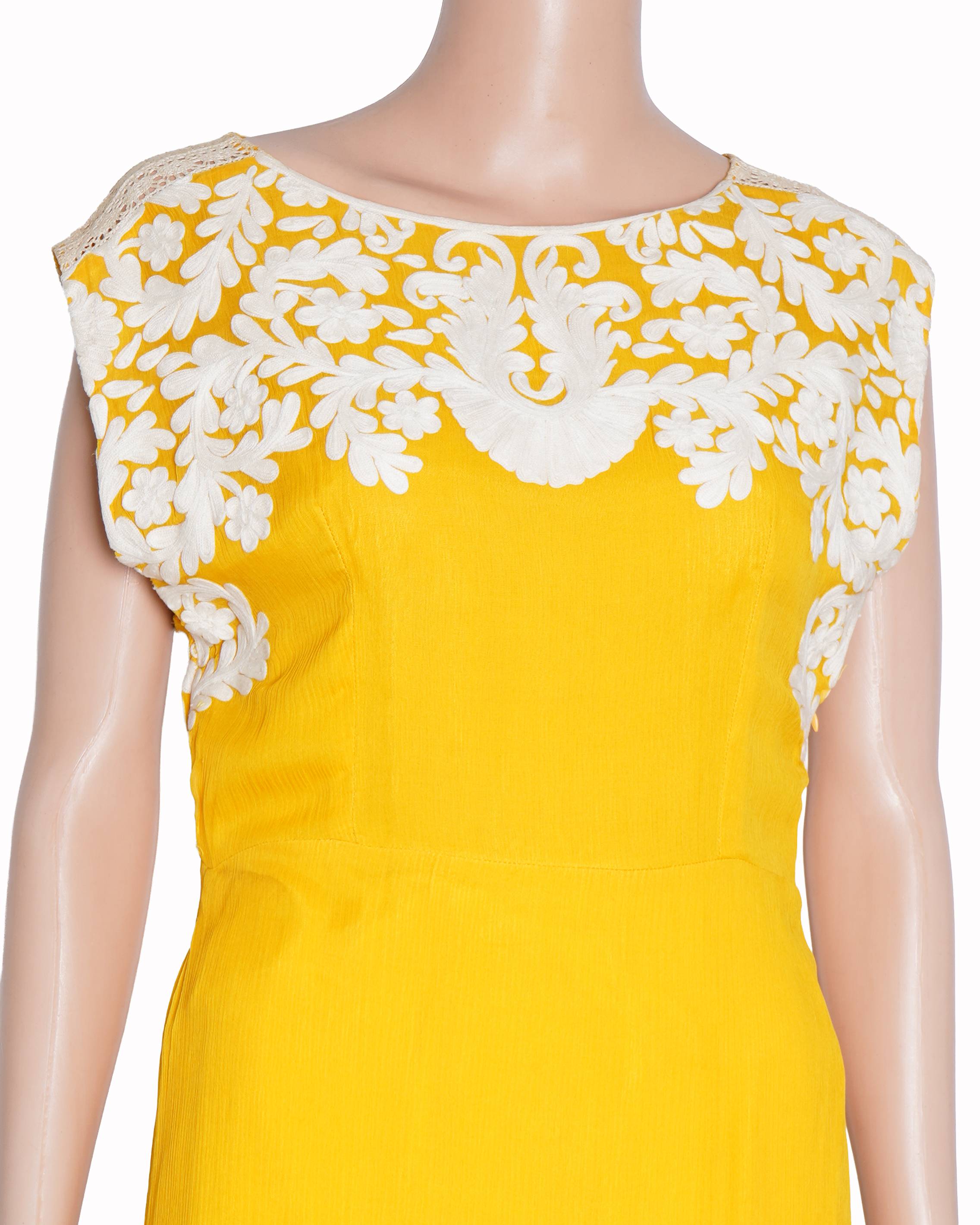Pankaj & Nidhi white and yellow long dress