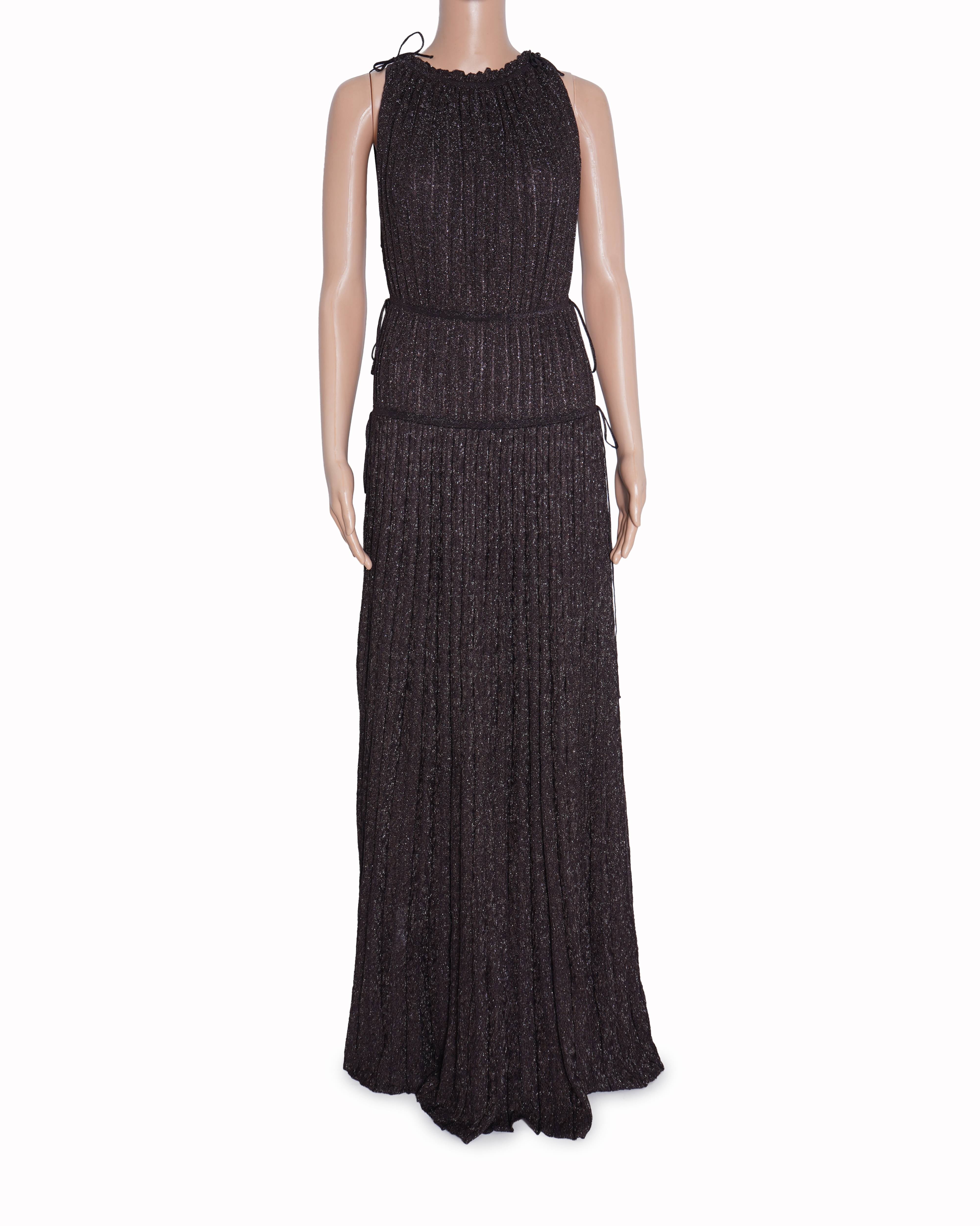 M Missoni Lurex Knit Pleated Maxi Dress