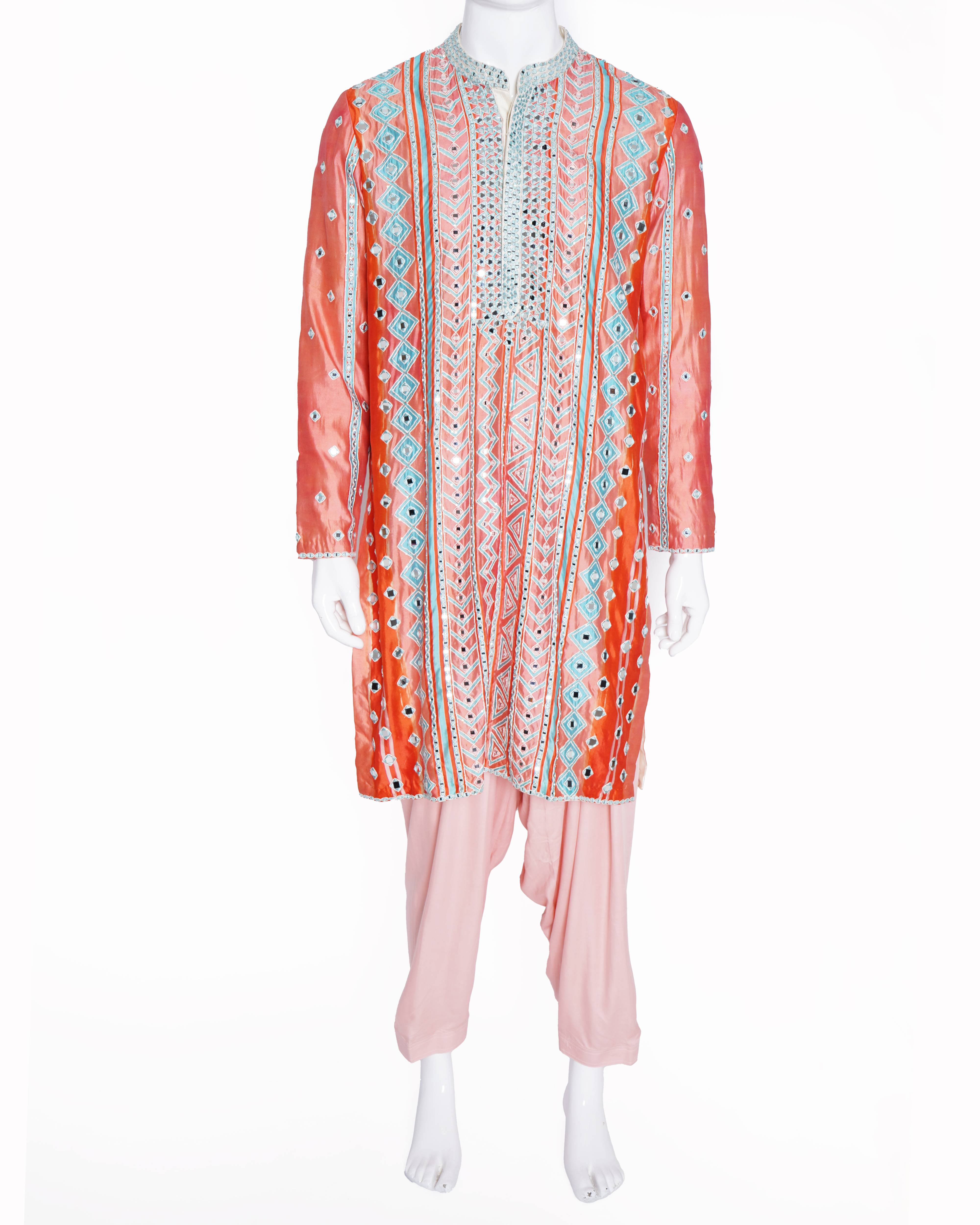 Abhinav mishra 
Sherwani Set Of 3 In Orange