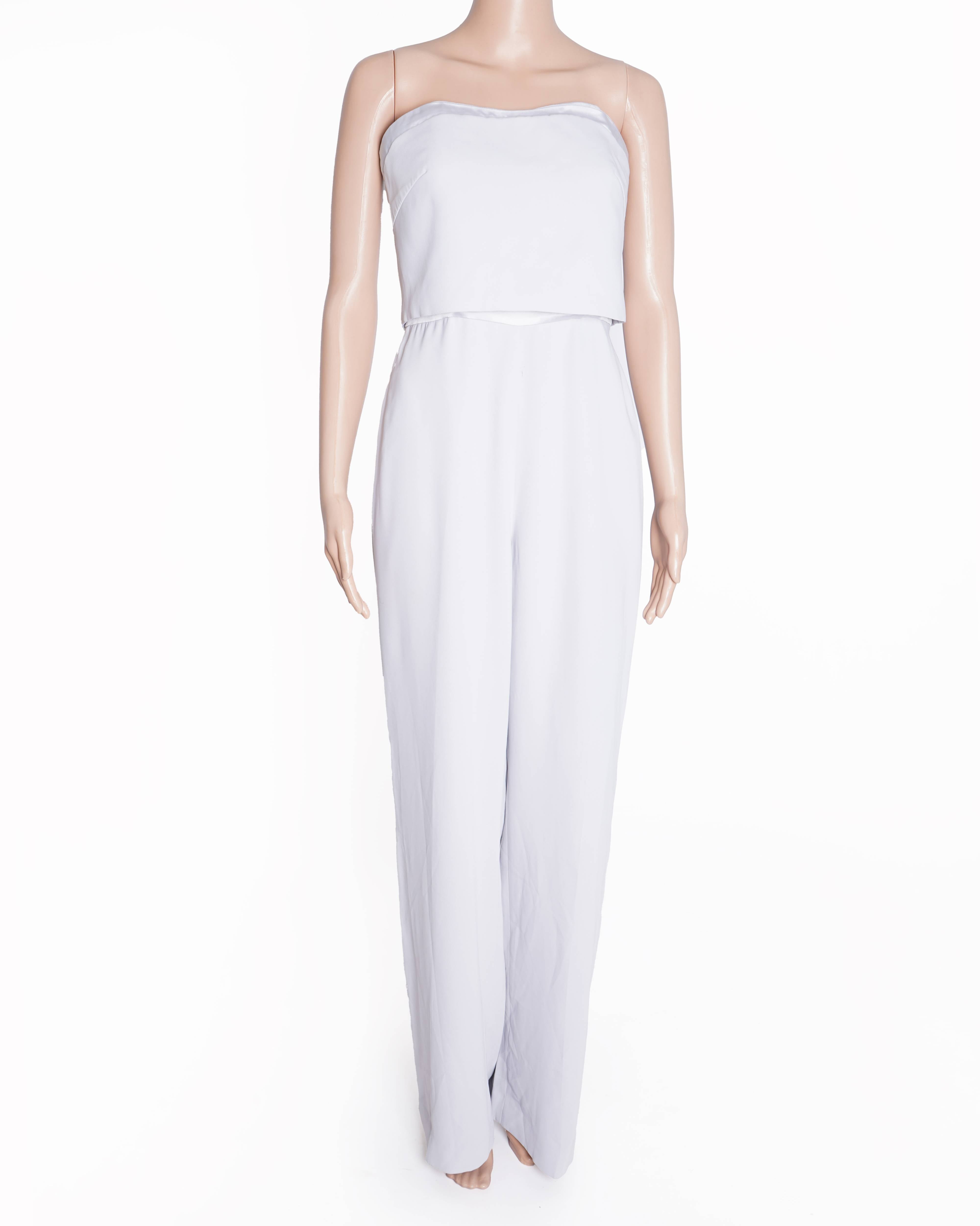 Reiss strapless jumpsuit in Light grey