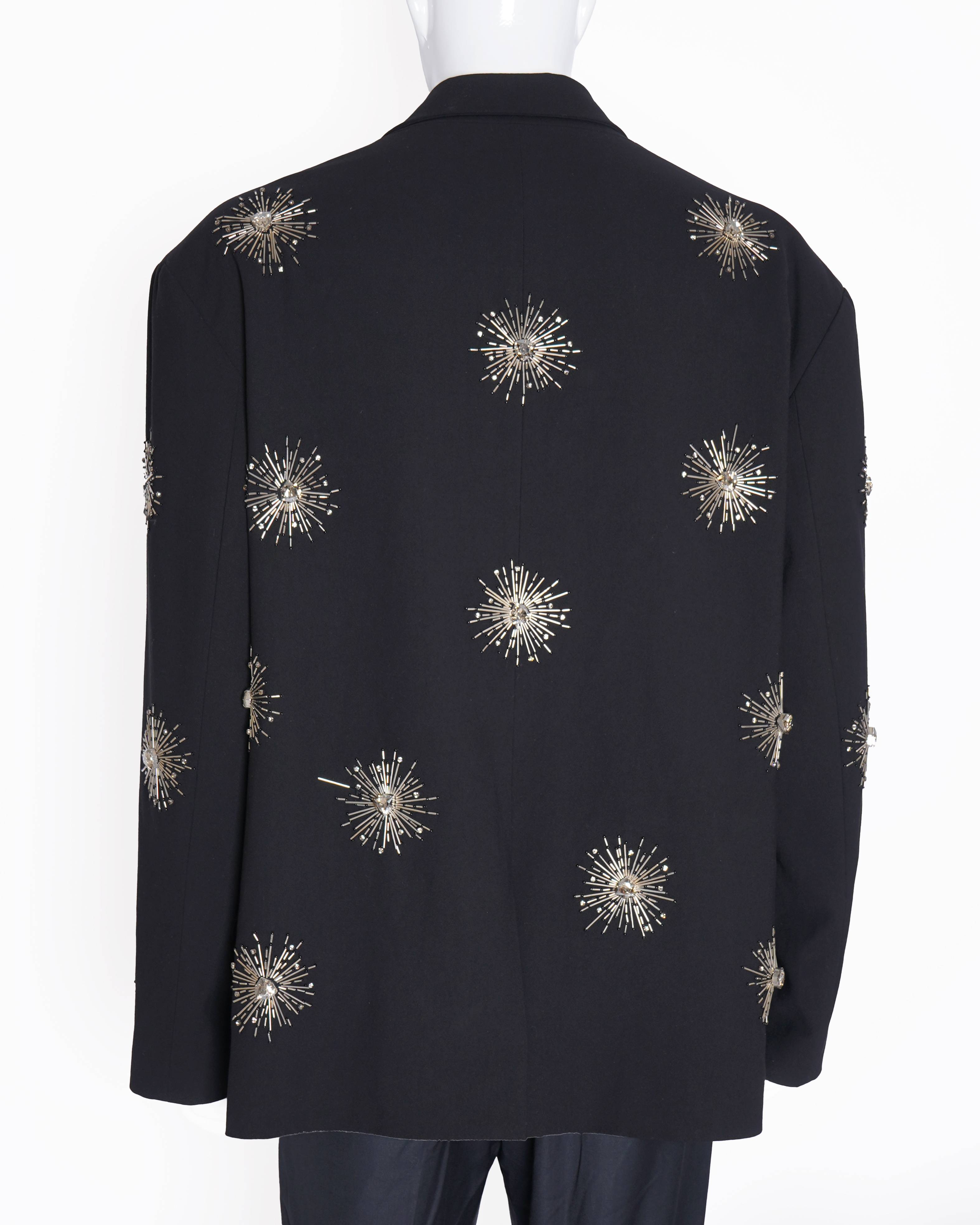 Dhruv kapoor placement Sequenced Hand Embroidered black blazer (Unisex)