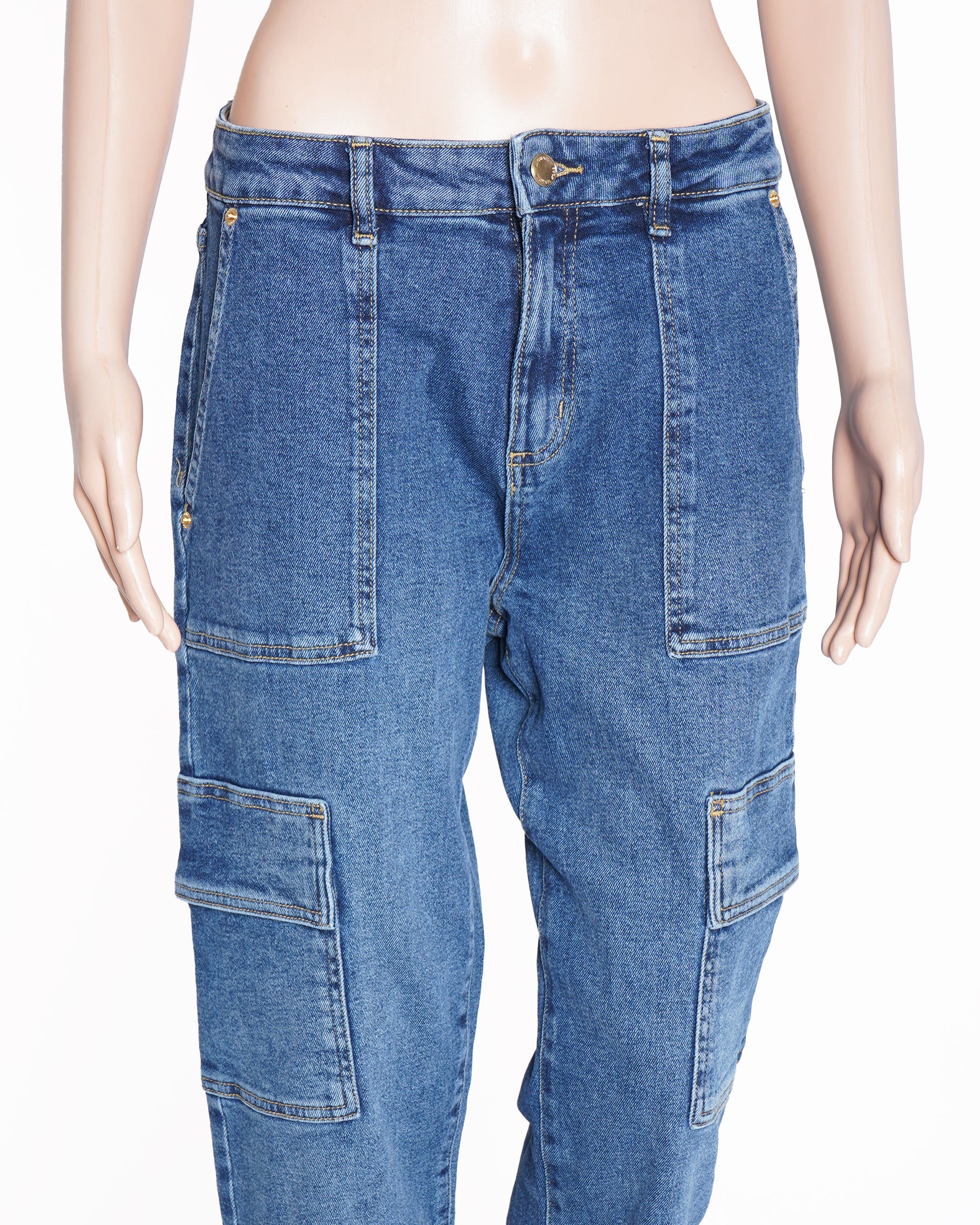 New Michael Kors blue wash utility pocket jeans