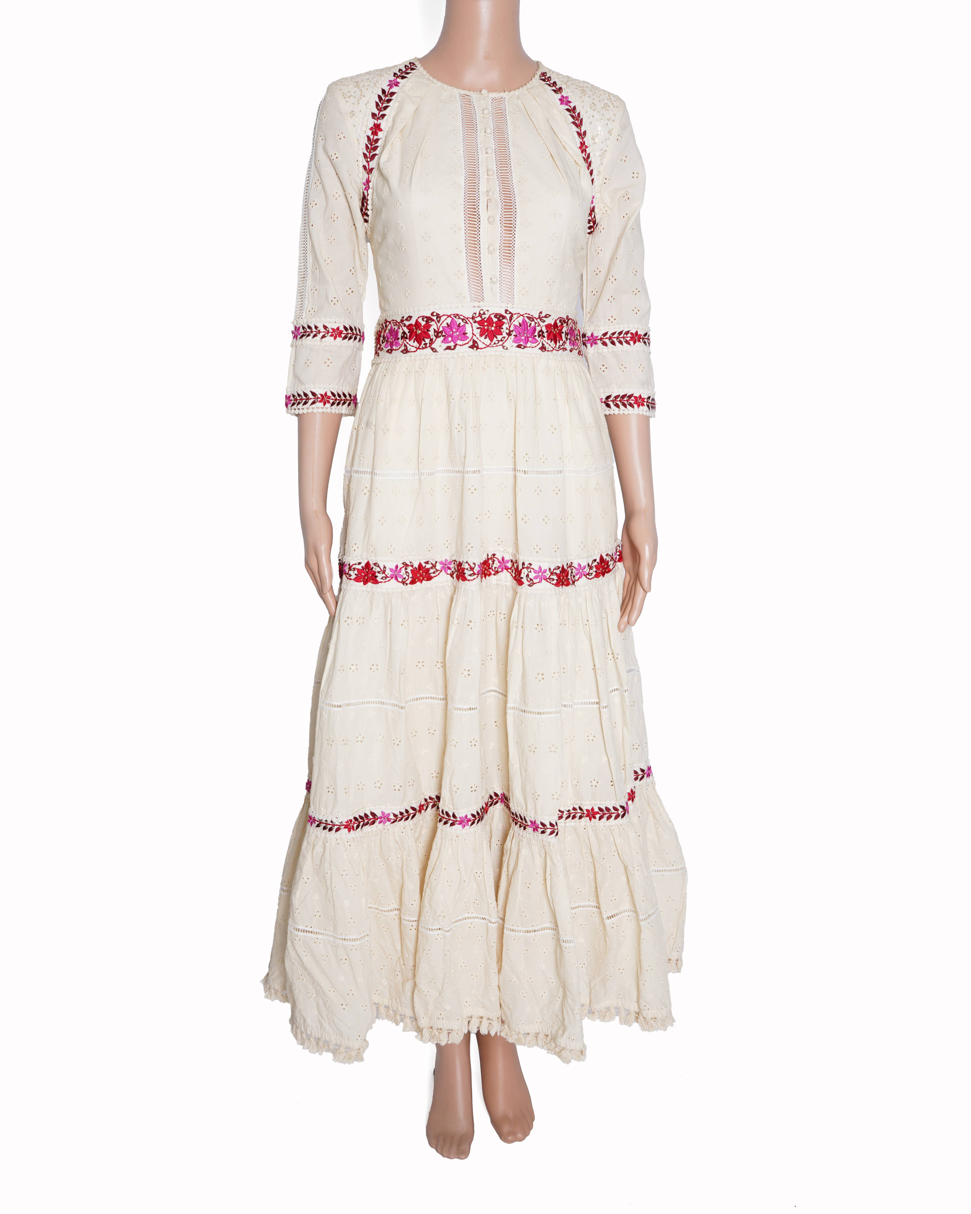 Surily G cream embroidered back cutout dress