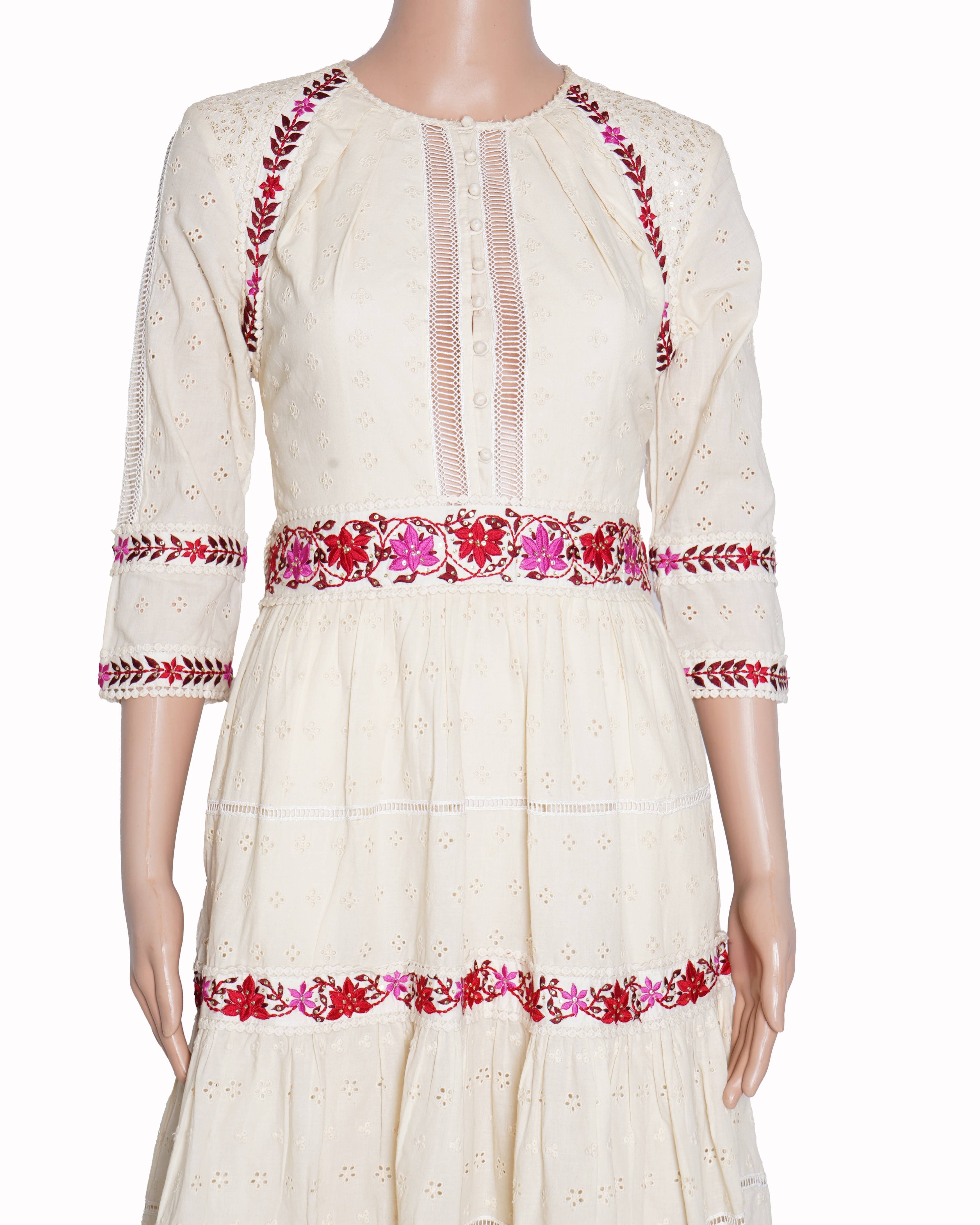 Surily G cream embroidered back cutout dress