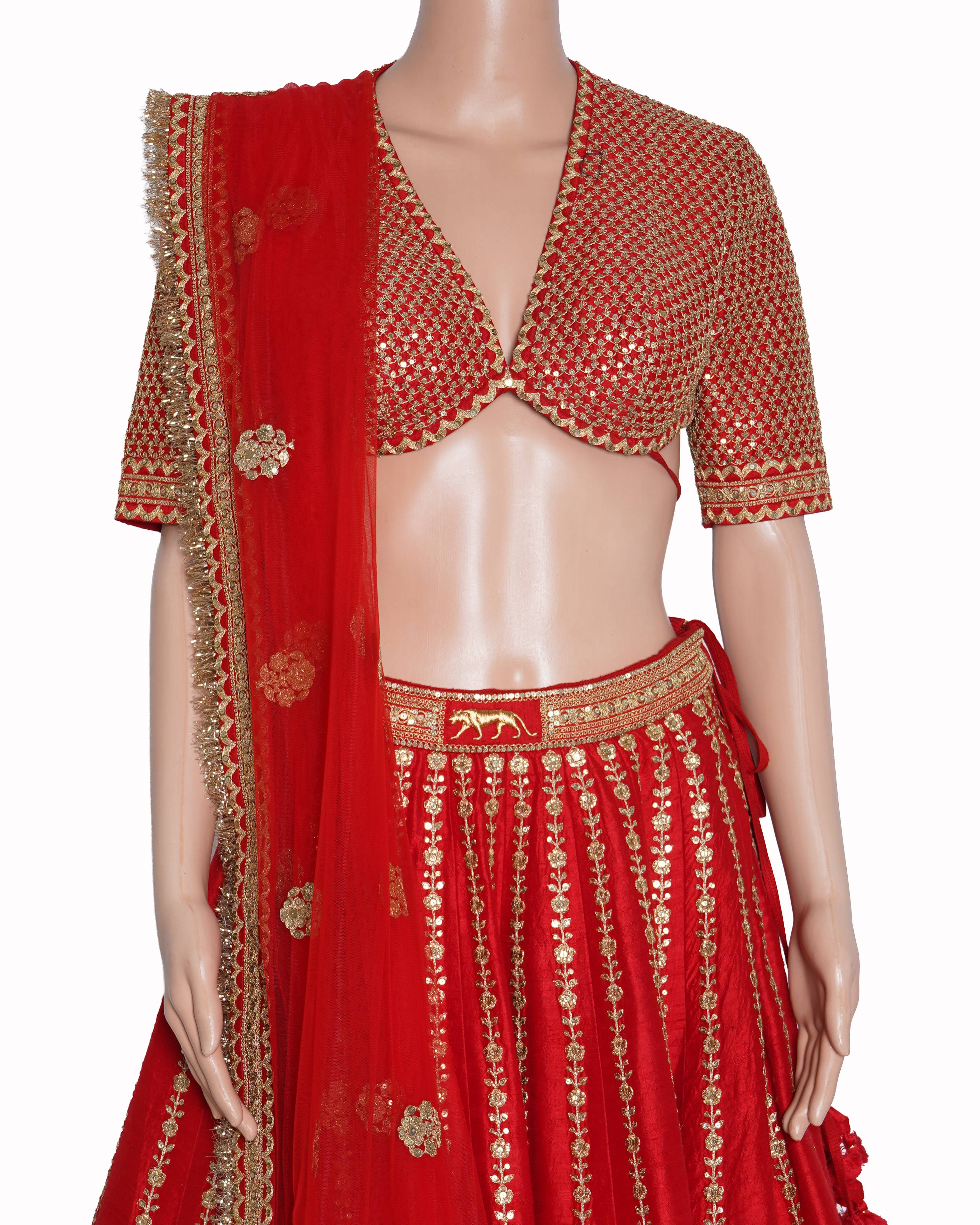 Sabyasachi red bridal lehenga