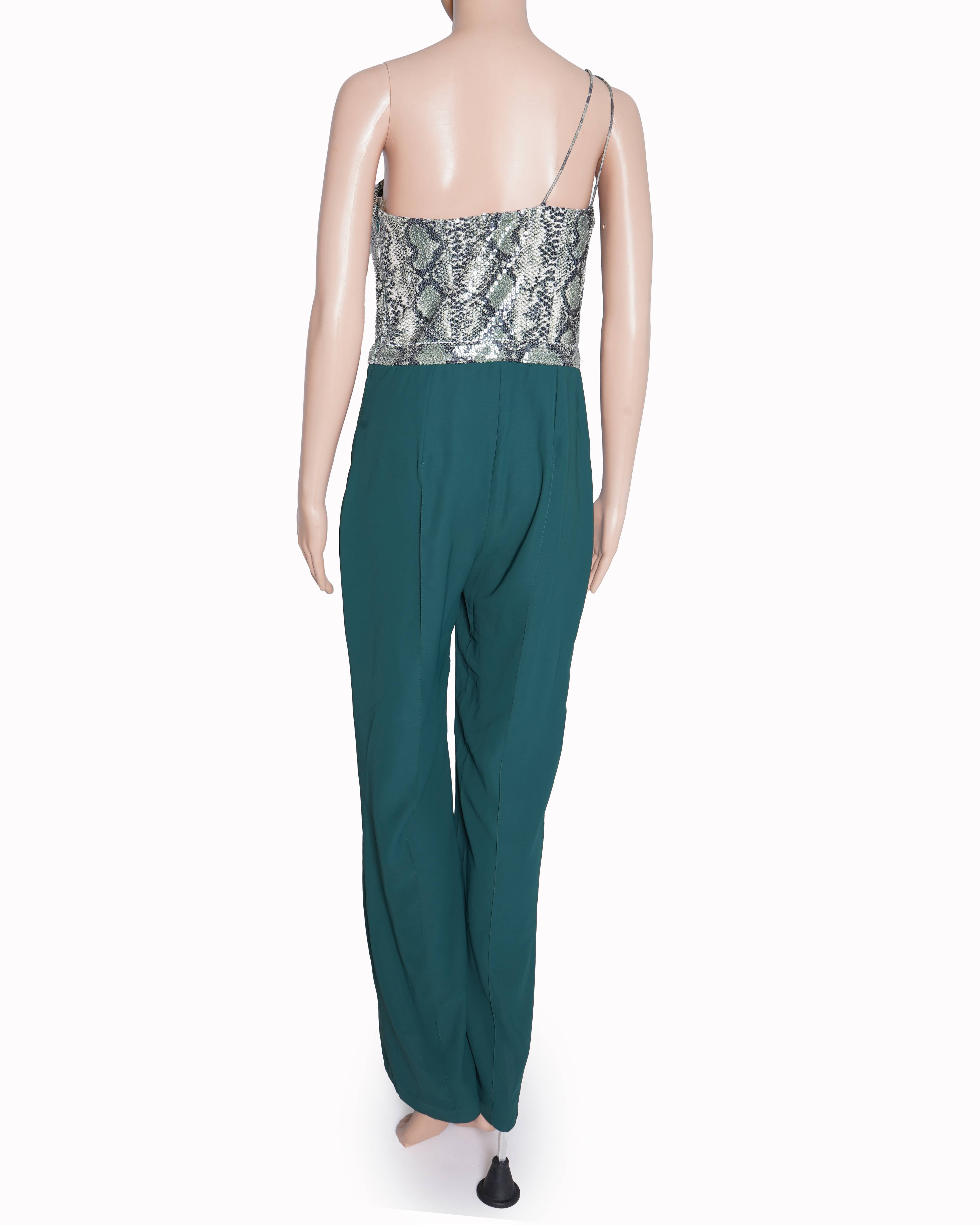 Tanieya khanuja green snake embossed jumpsuit