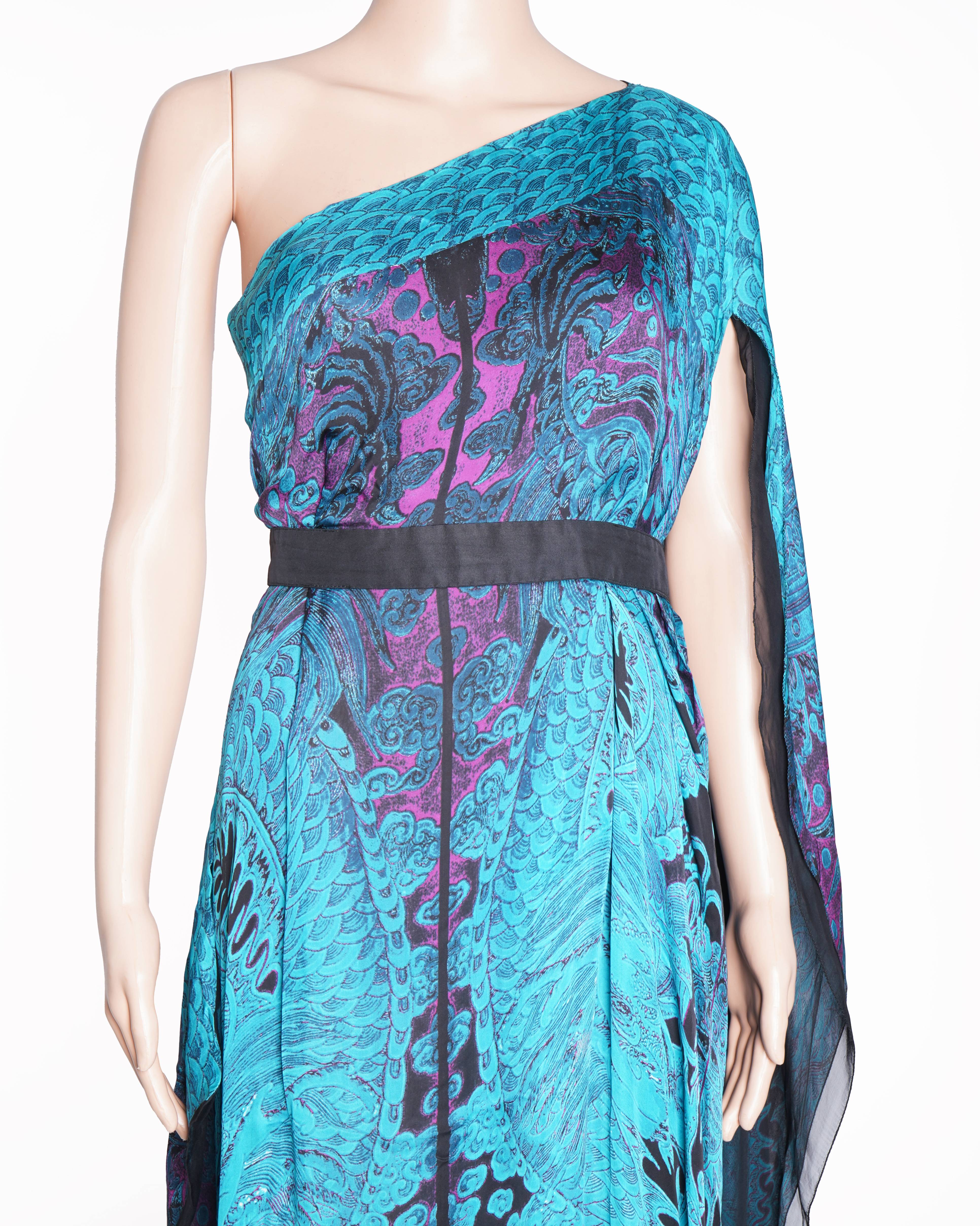 Roberto Cavalli Printed Single-Shoulder Dress