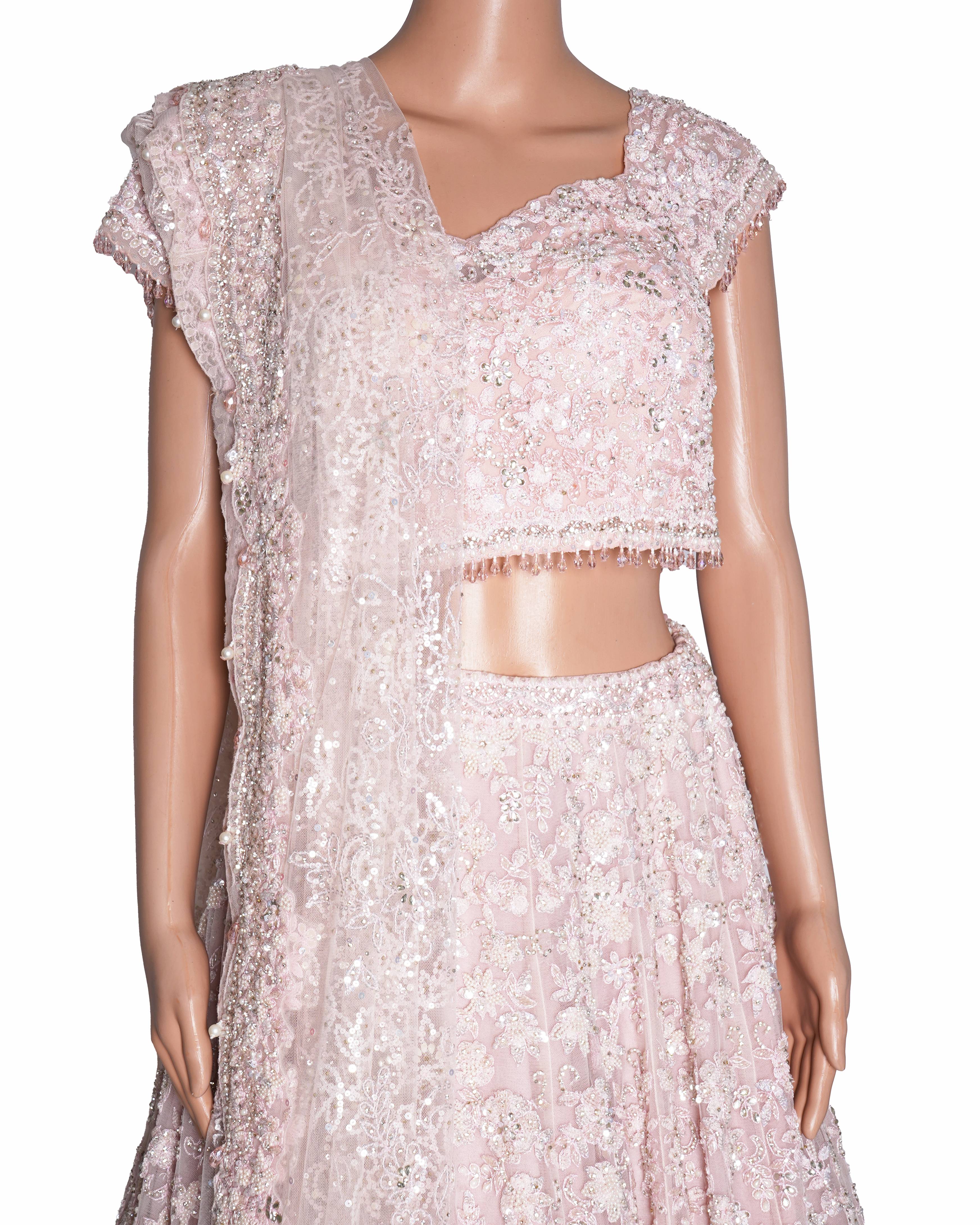 Seema Gujral blush pink embroidered lehenga Set