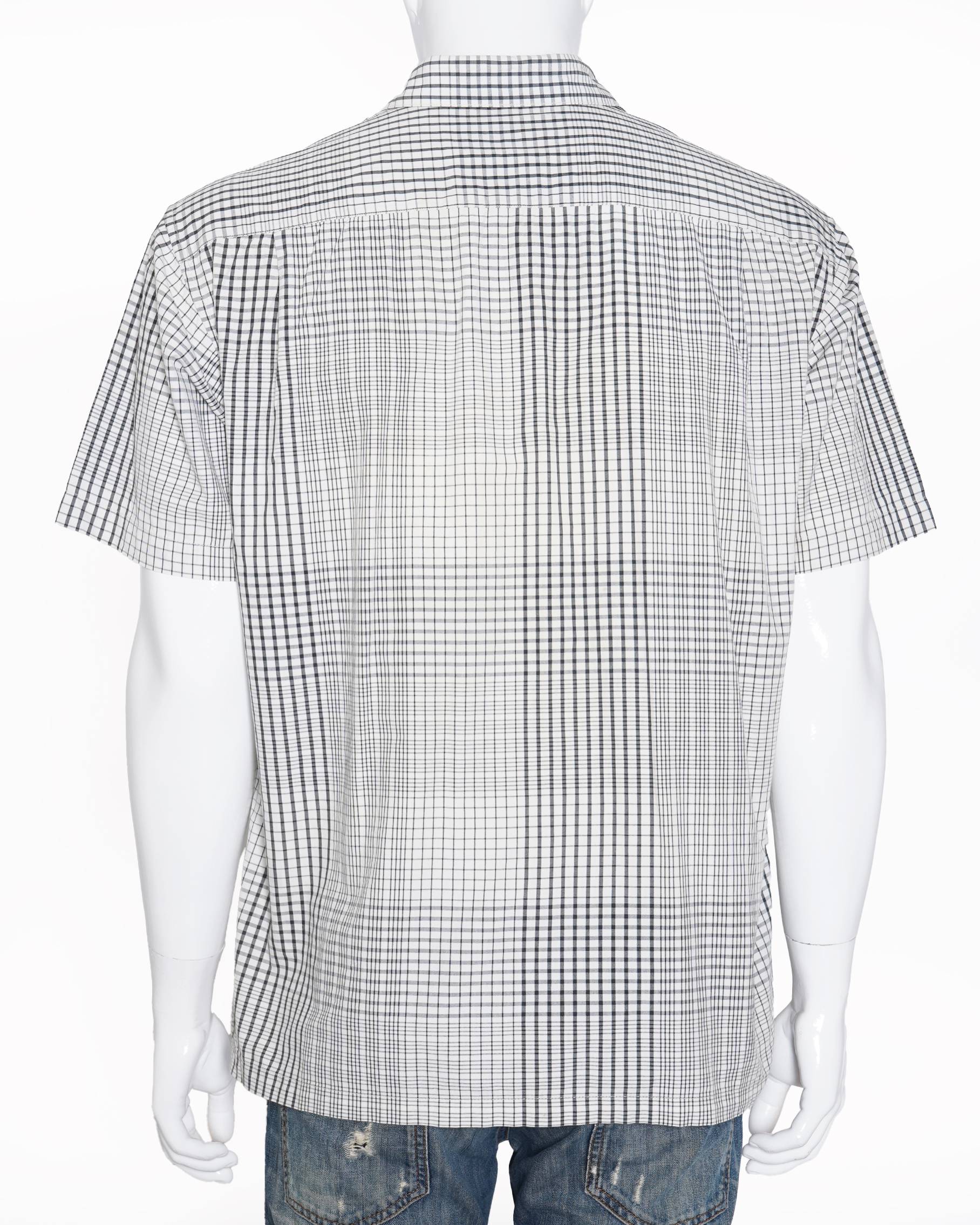 Yves Saint Lauren Short-Sleeve Black/White Checkered Designer Shirt