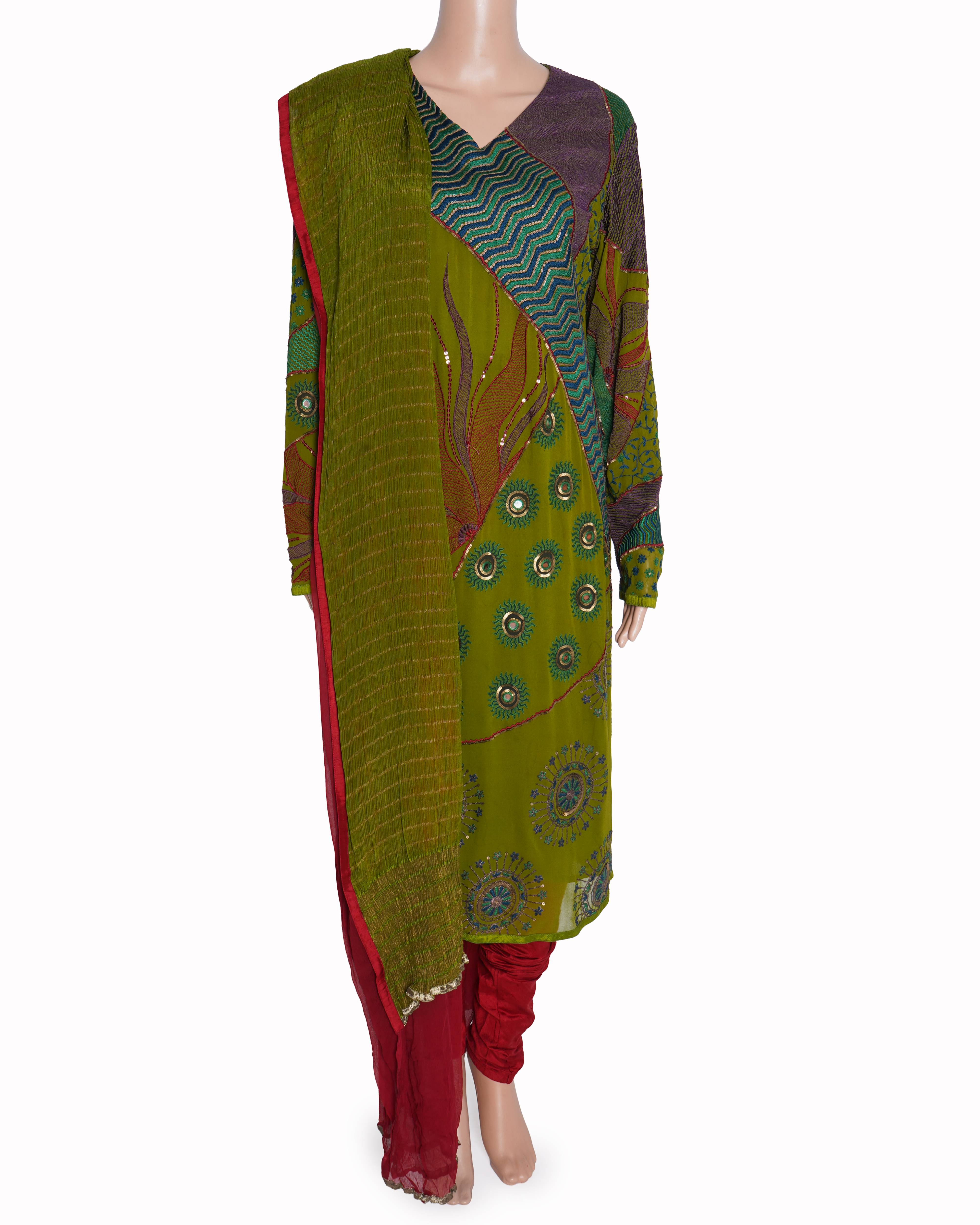 New Sabyasachi Printed Kurta In Sequin Detailing With Dupatta (Set of 3)