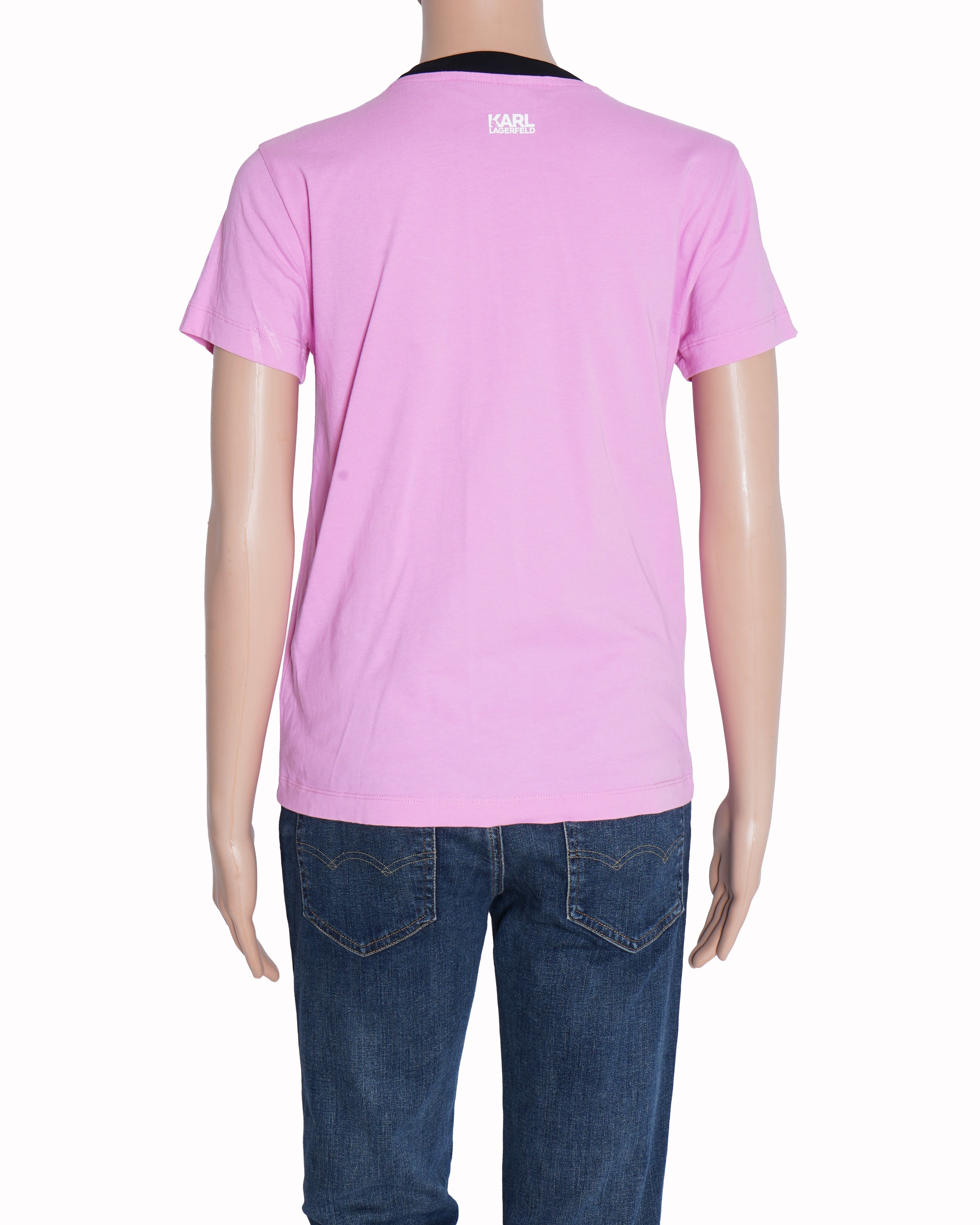 Karl lagerfeld pink t-shirt with signature ikonic graphic