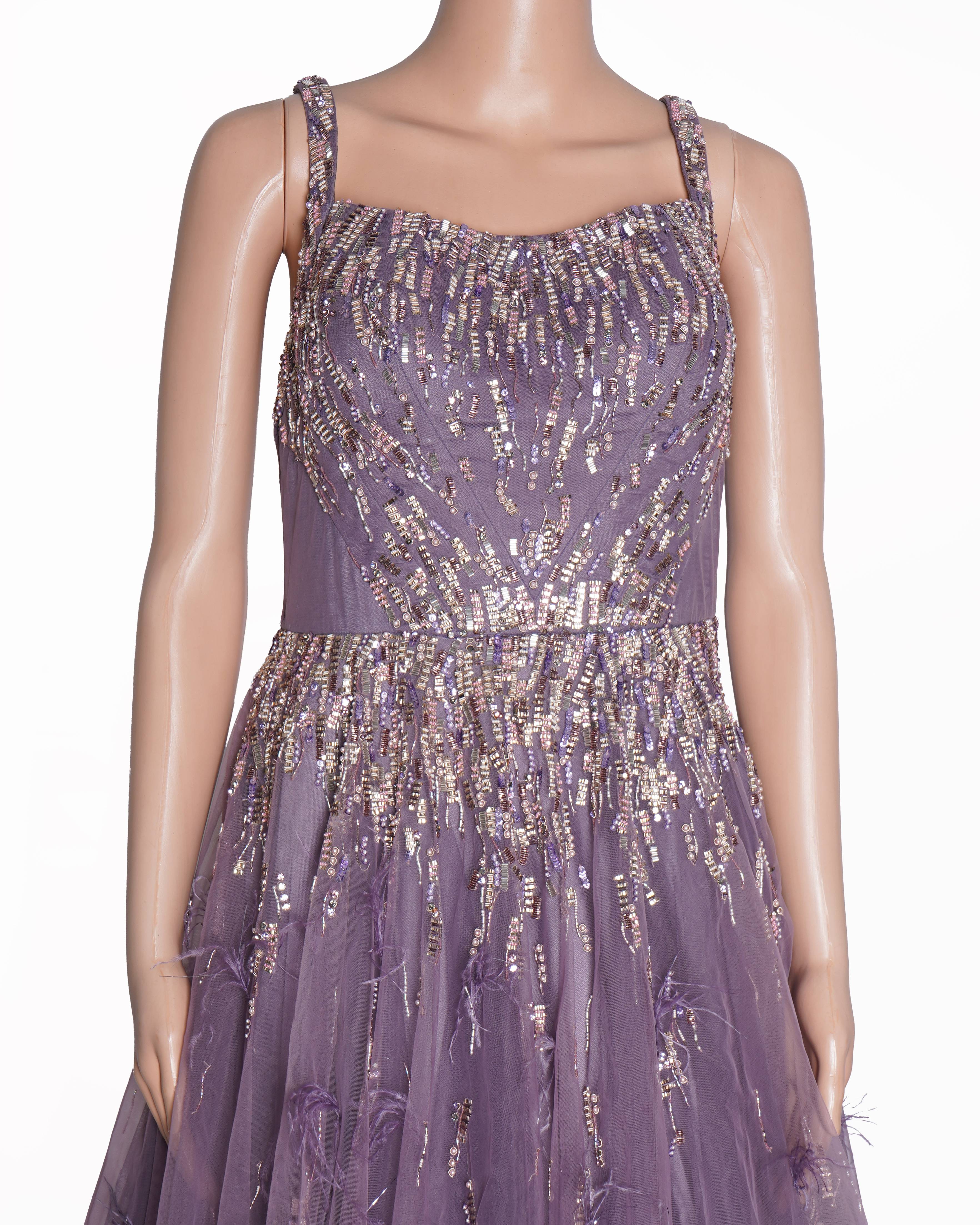 Dolly J lilac A-line embellished gown