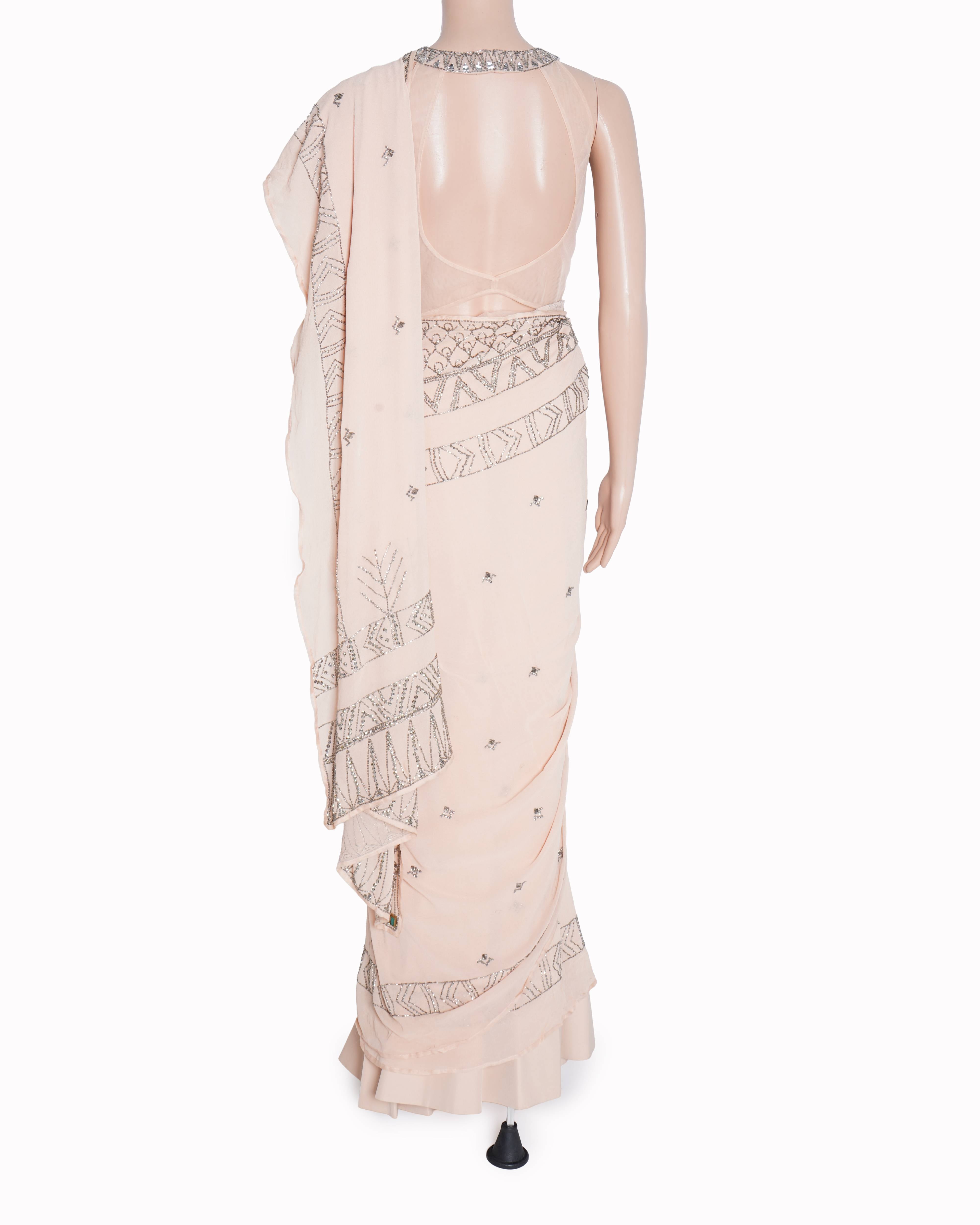 Jade by monica & karishma blush pink embroidered saree Set of 3