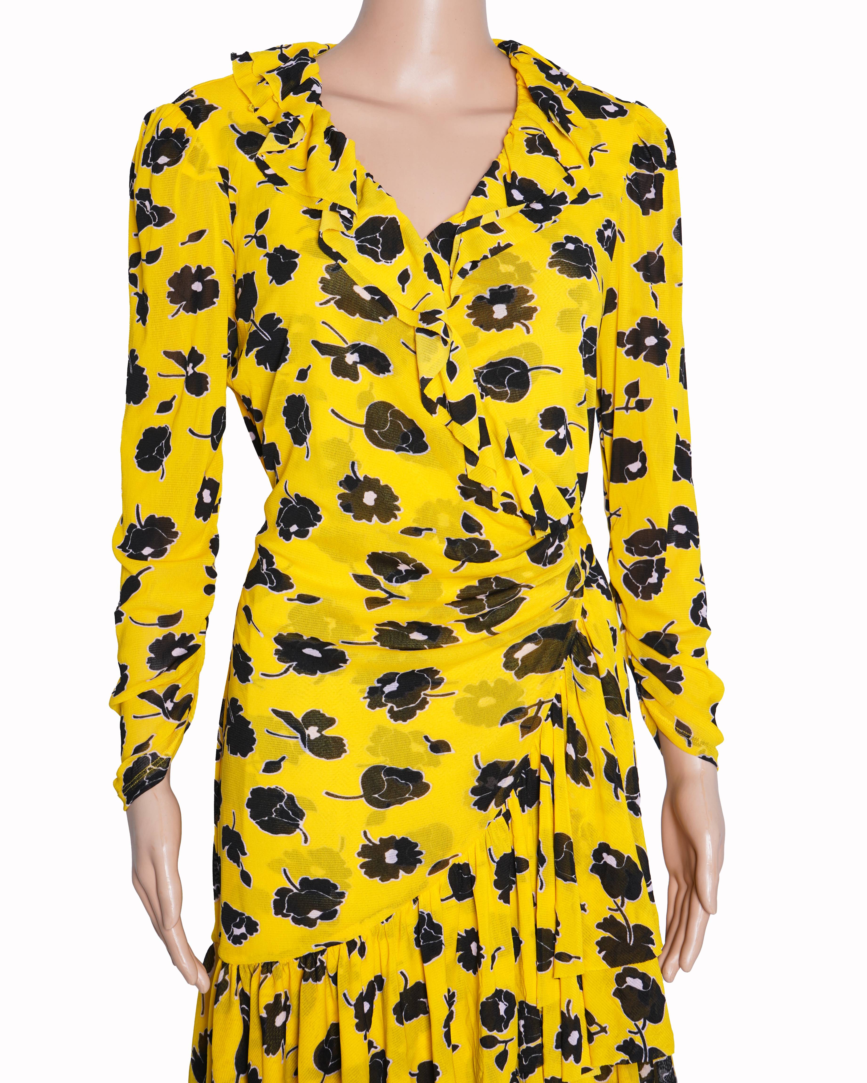 Diane Von Furstenberg yellow floral summer Wrap dress