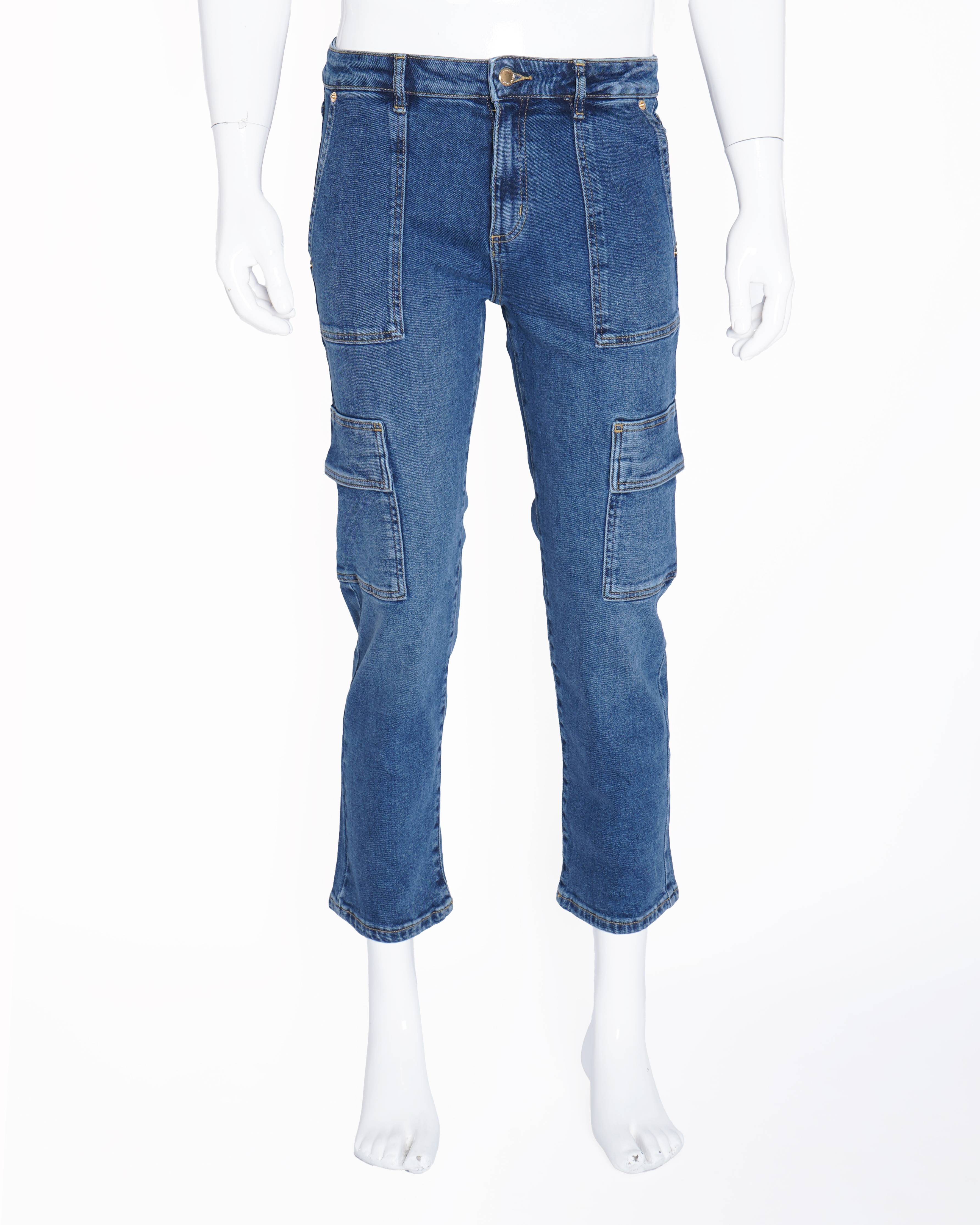 New Michael Kors blue wash utility pocket jeans
