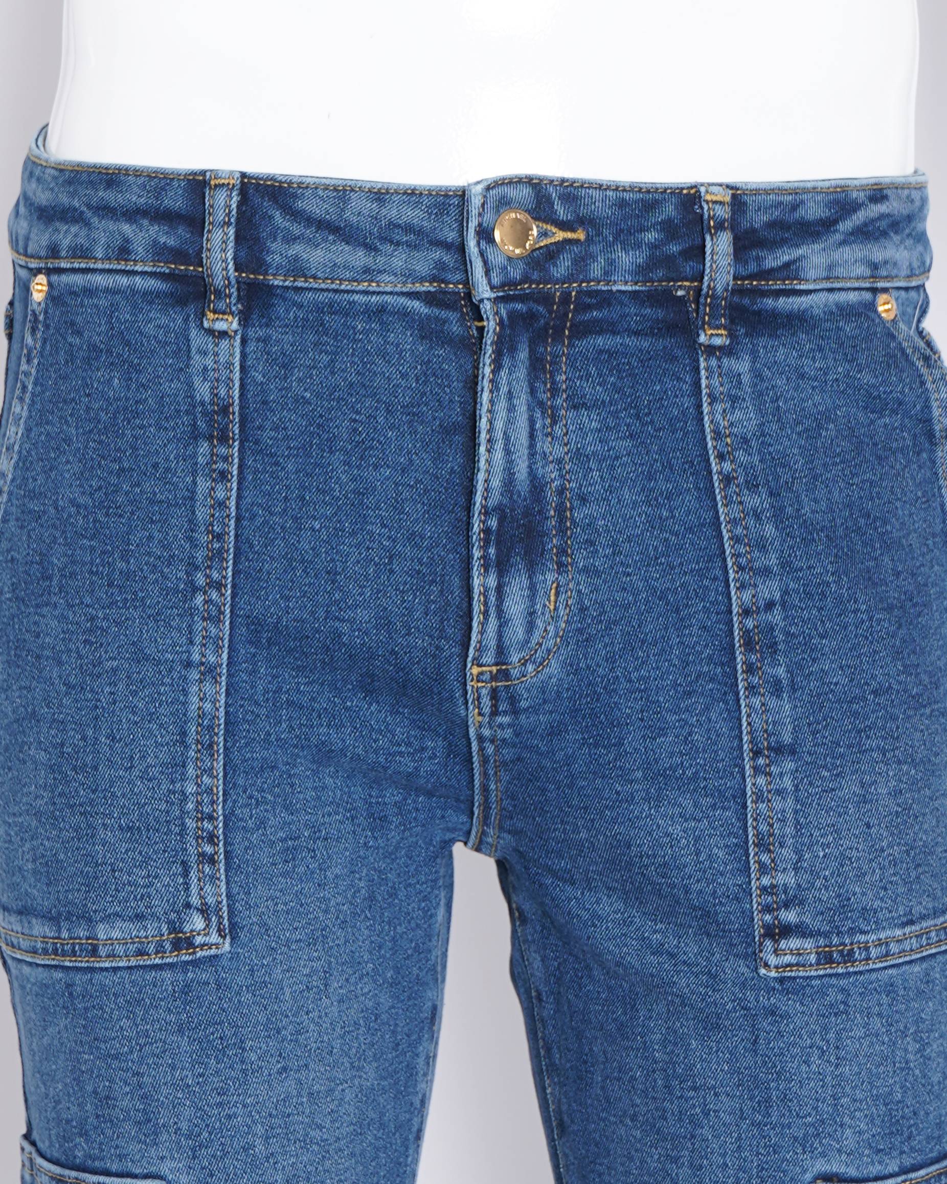 New Michael Kors blue wash utility pocket jeans